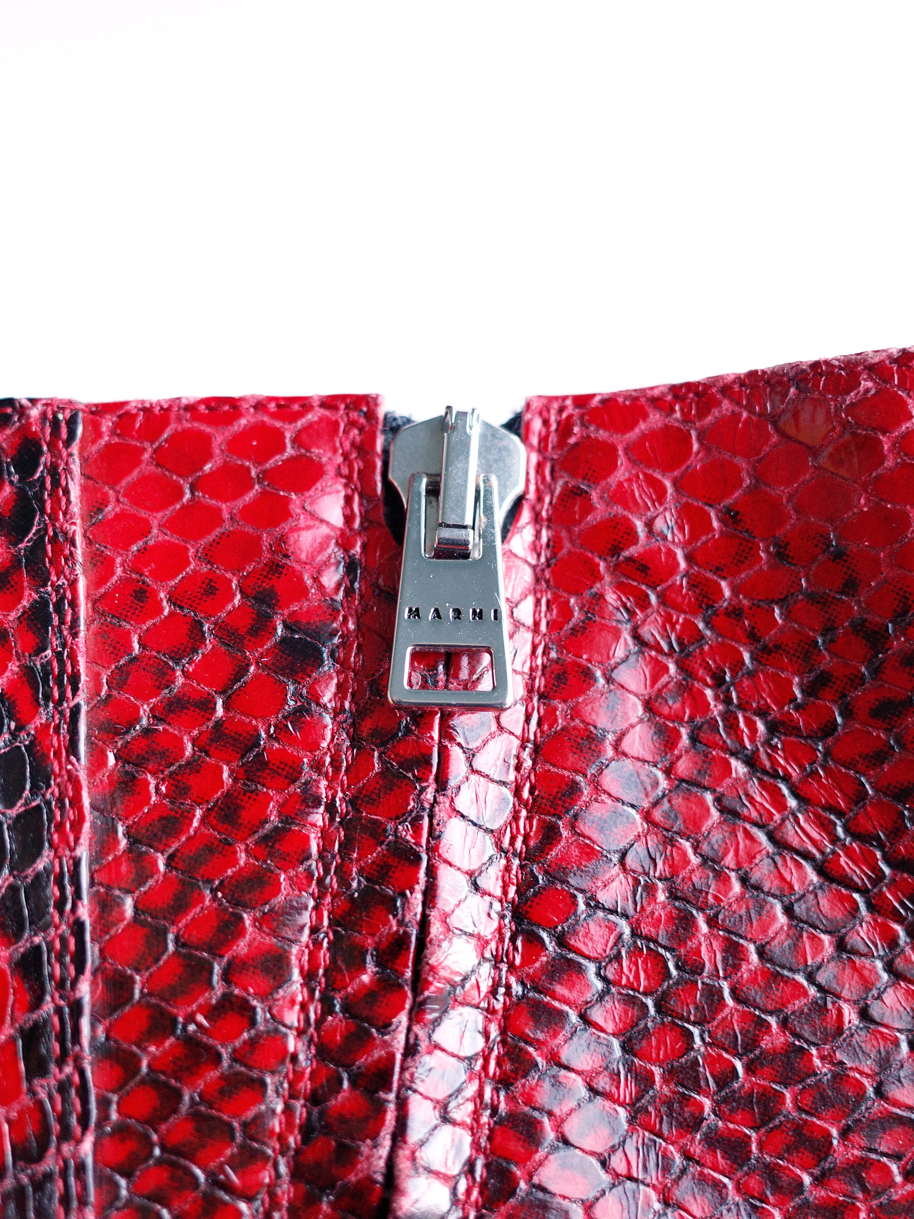 Marni Red Faux-Snakeskin Ring Boots