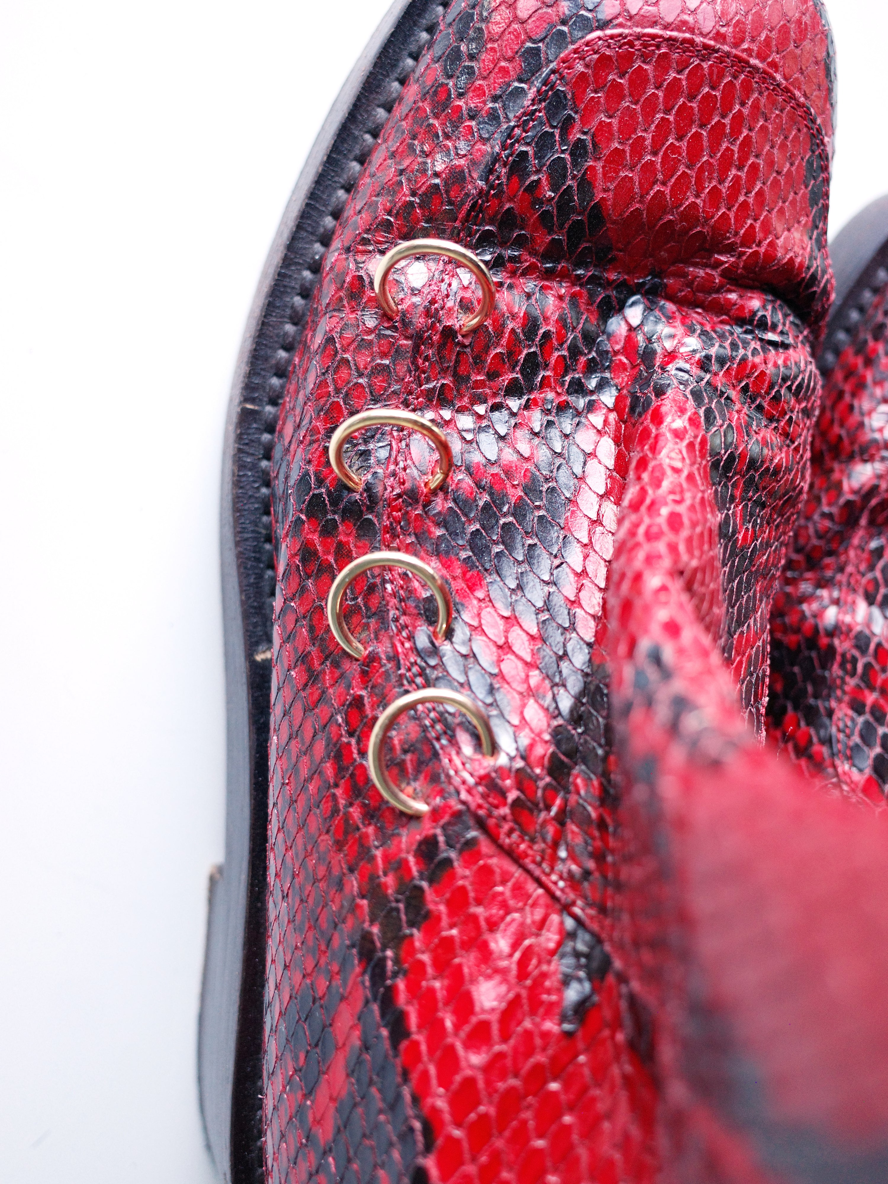 Marni Red Faux-Snakeskin Ring Boots