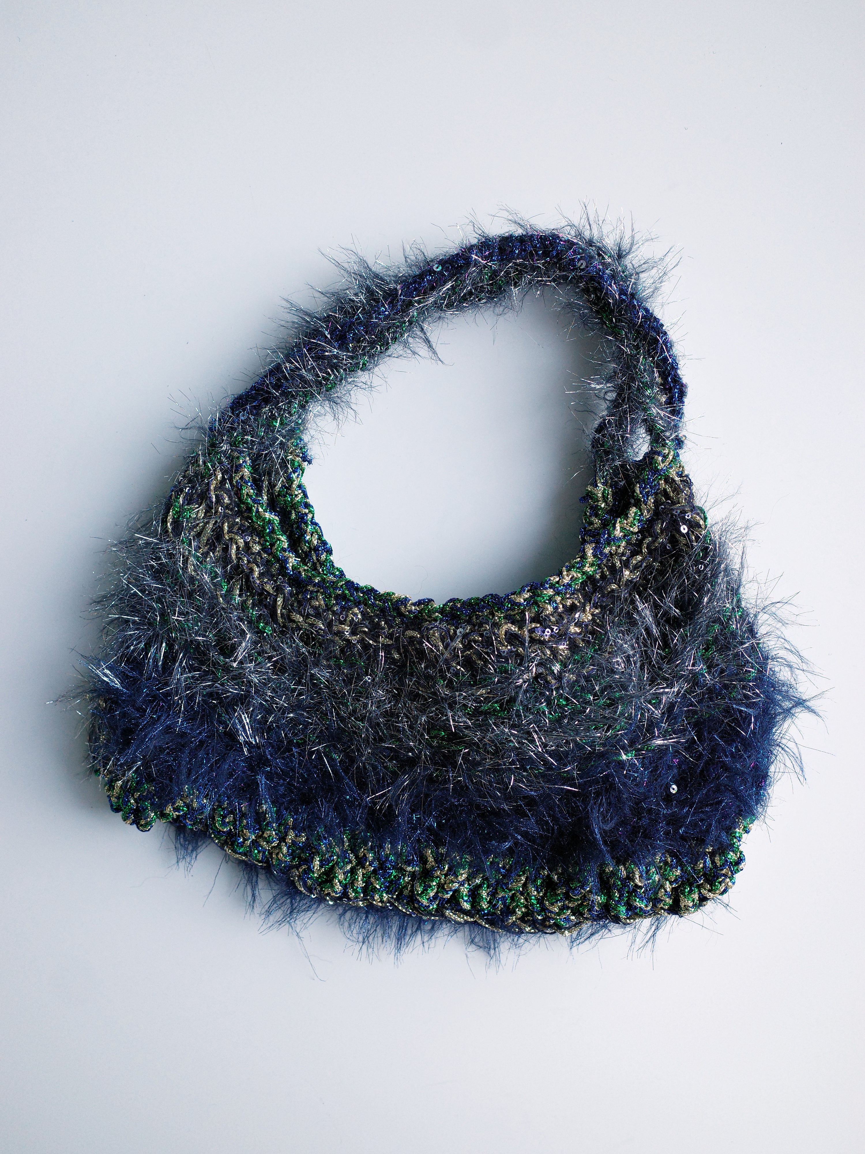 YAONOVA Moss-Metallic Hand-Crocheted Alien Terrain Bag
