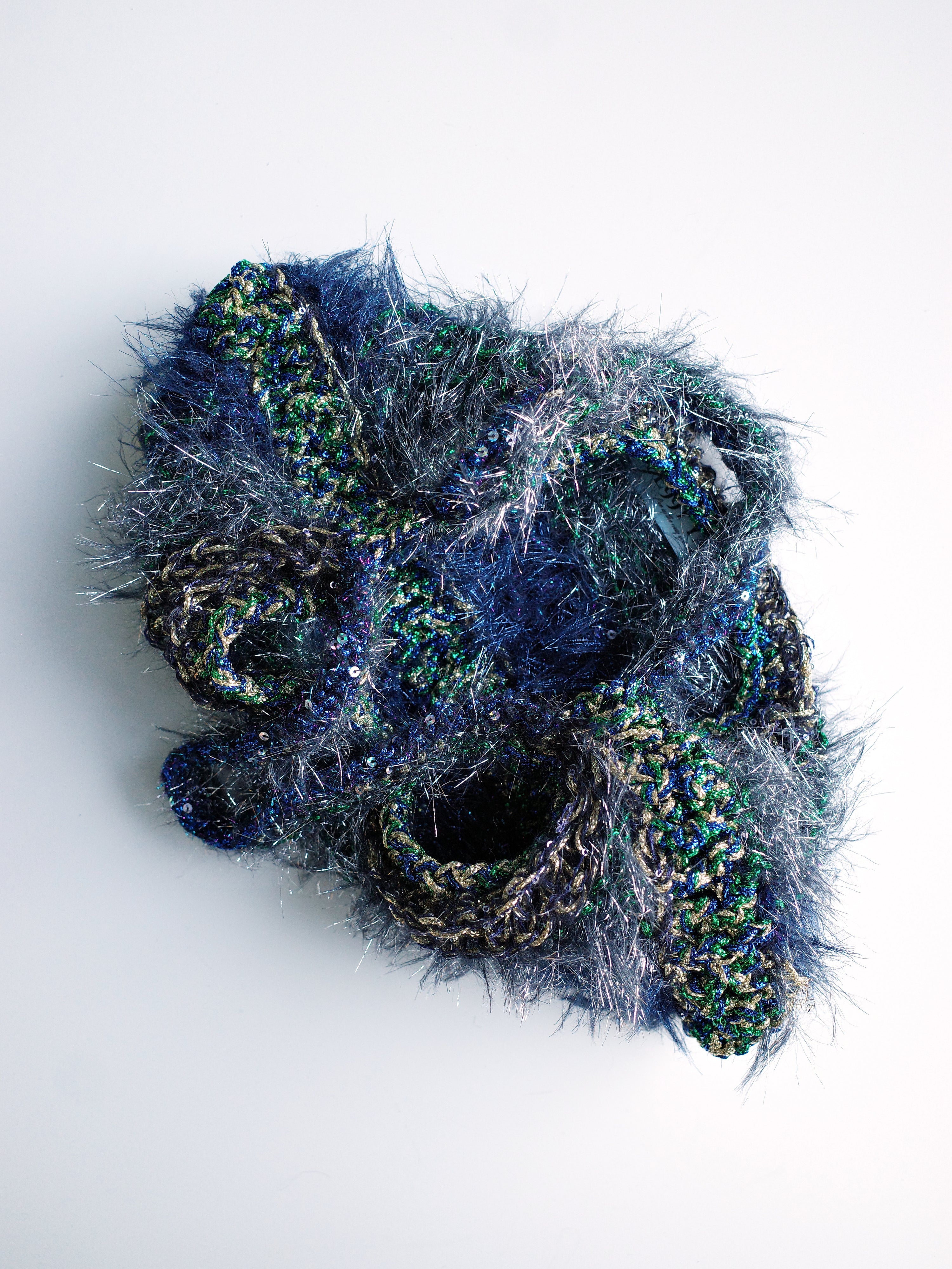 YAONOVA Moss-Metallic Hand-Crocheted Alien Terrain Bag