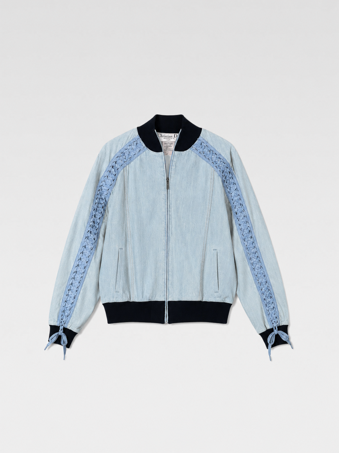 Christian Dior by John Galliano S/S 2002 Lace-Up Denim Bomber Jacket – Rare Archive Blue Corset Detail Jacket