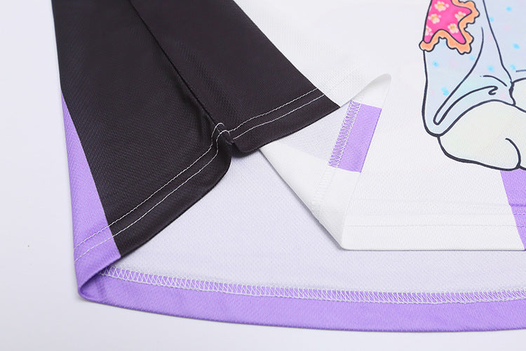 Y2K Cute Football Print Pink and Purple Mesh Breathable Short Sleeve T-shirt
