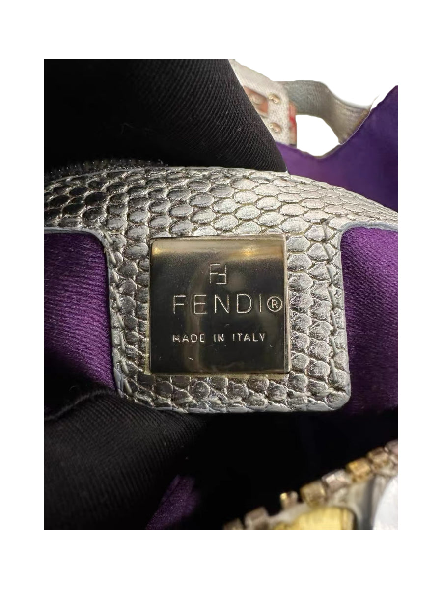 FENDI Rare Sequined Rhinestone Buckle Baguette Shoulder Bag