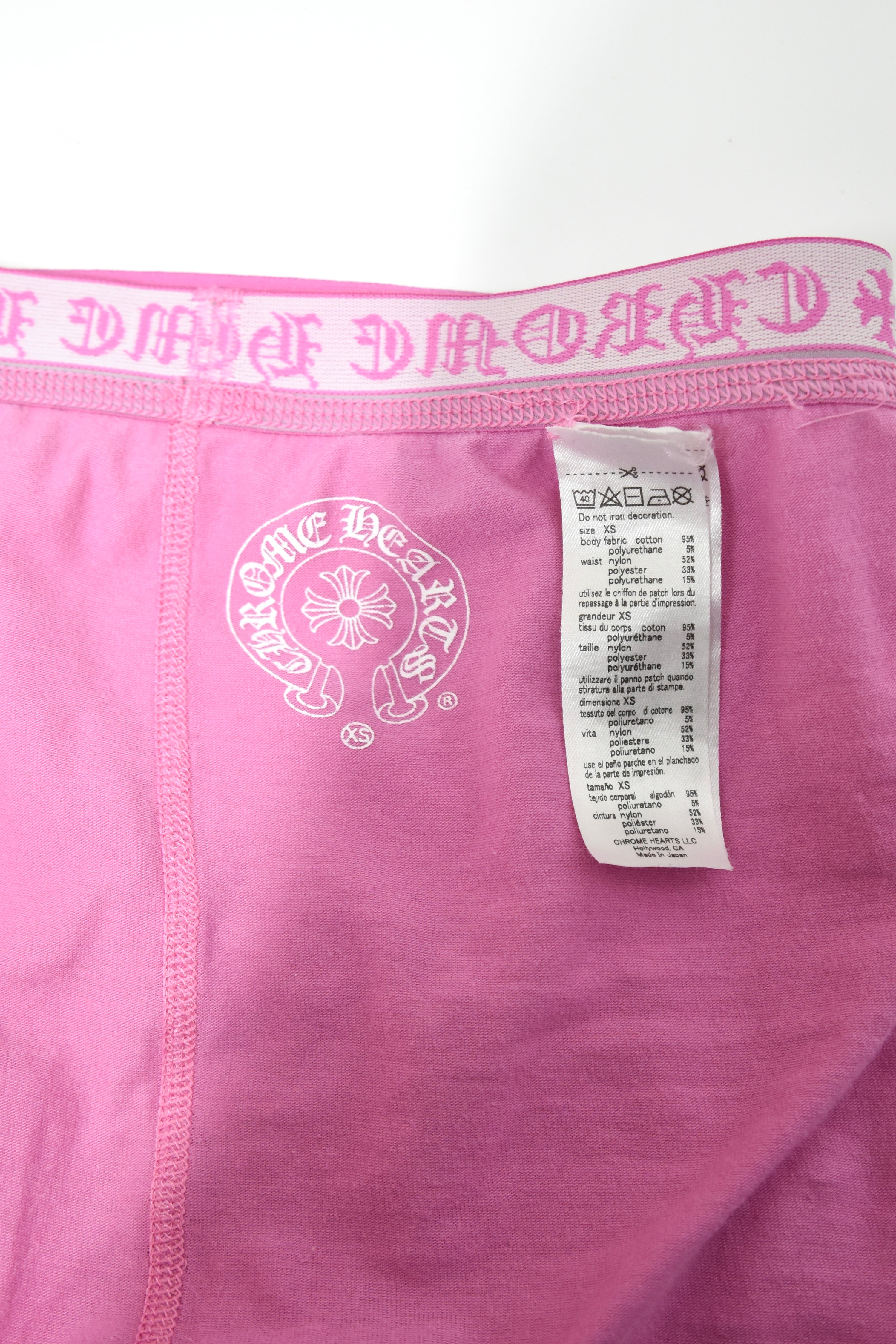 Chrome Hearts Pink Gothic Logo Leggings – Cross Shield Print Stretch Pants
