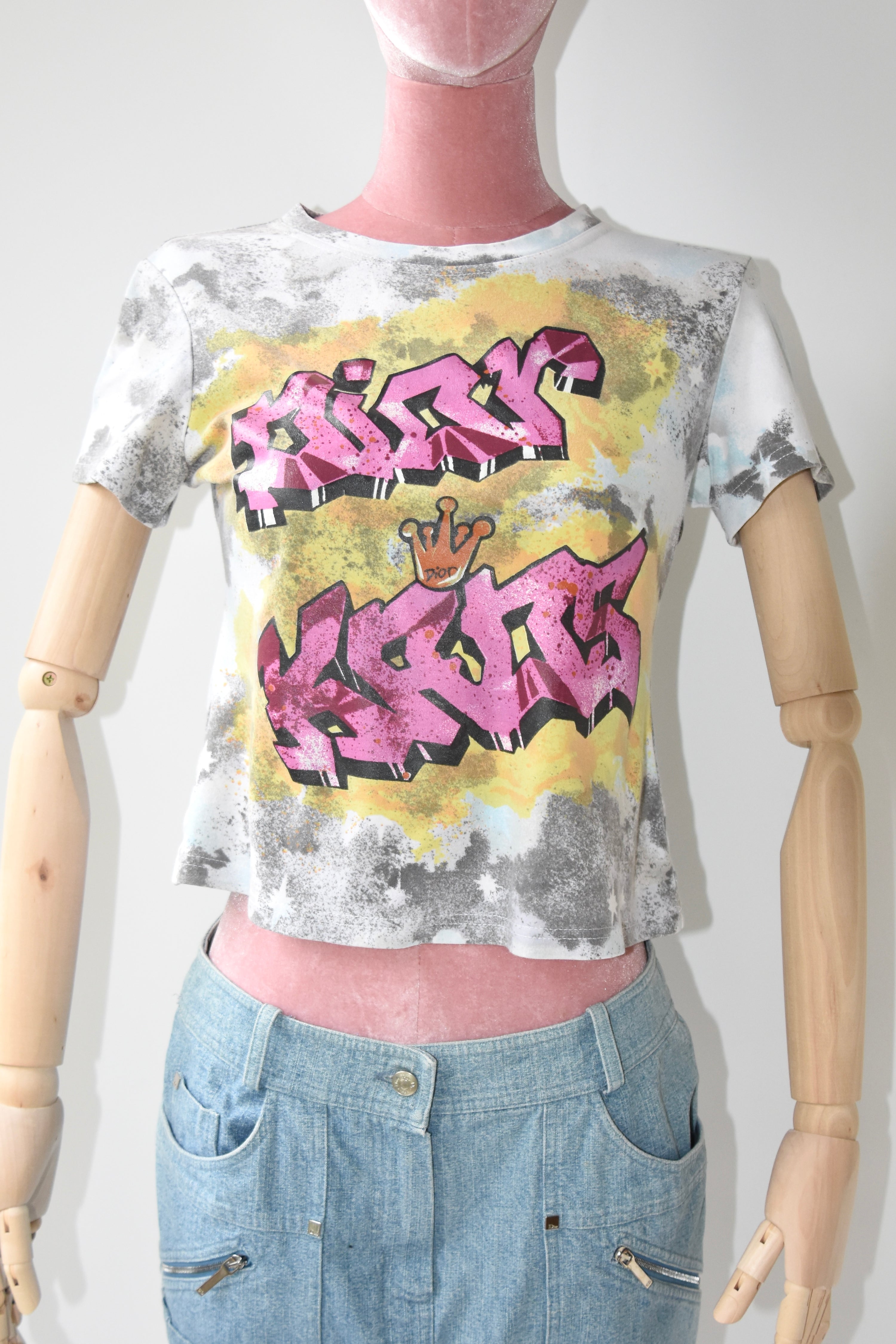 Christian Dior by John Galliano “Dior KISS” Graffiti Baby Tee (Rare Y2K Street Art Archive)
