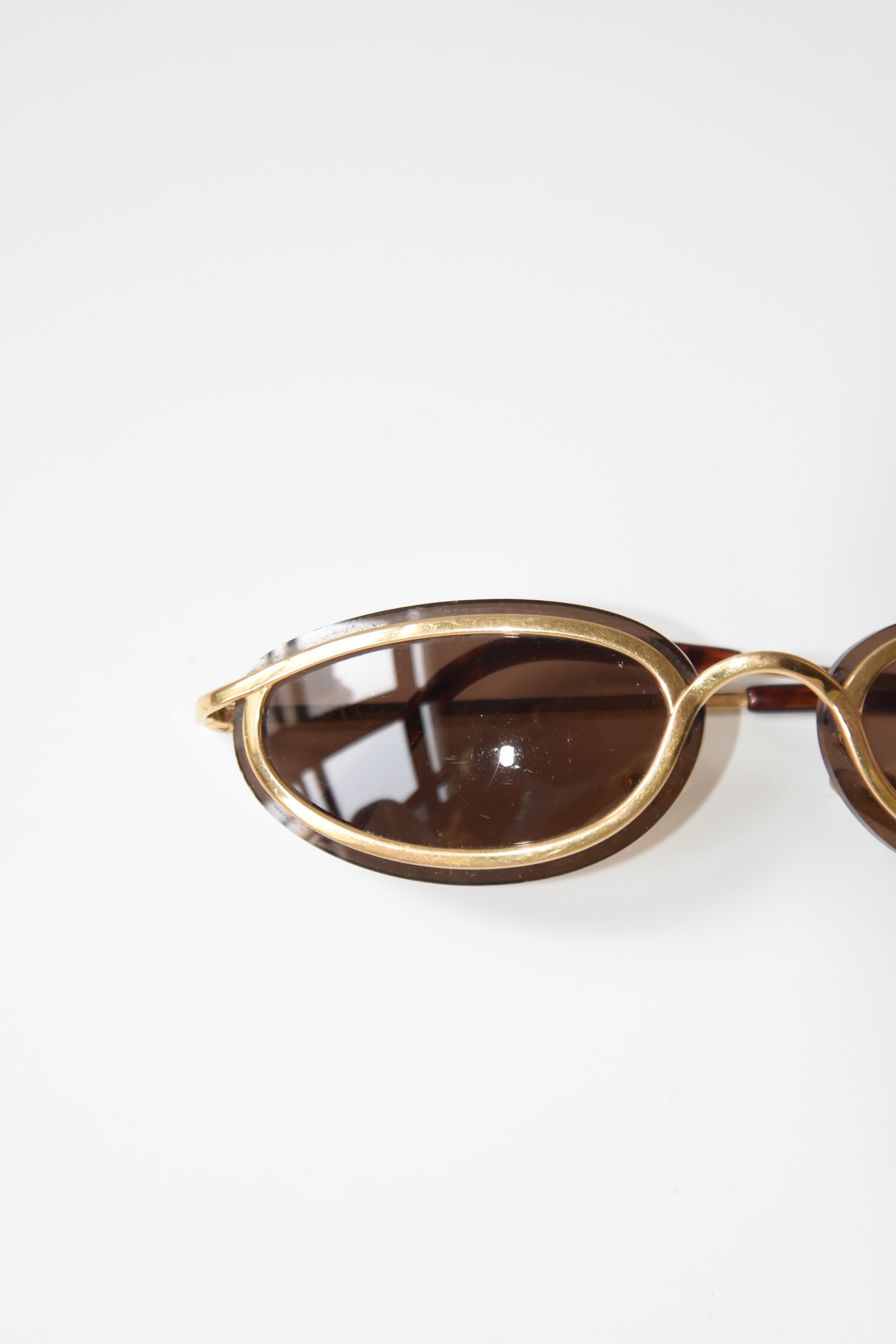 Christian Dior Oval Gold-Frame Sunglasses