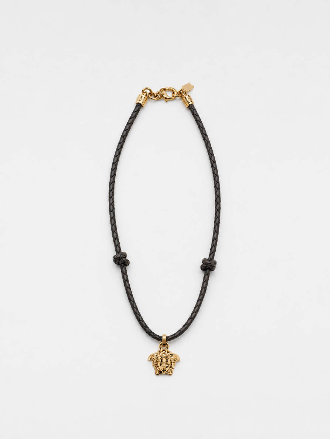 Versace Leather Stripe Gold Necklace