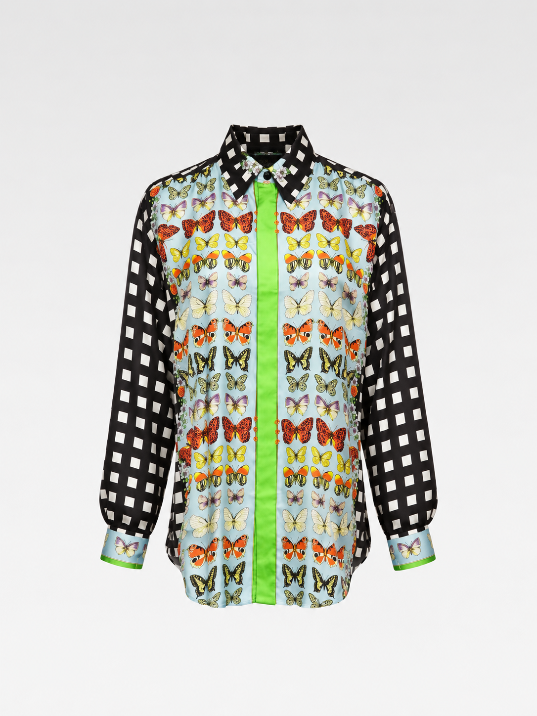 Gianni Versace 1995 Vintage Butterfly Print Silk Shirt