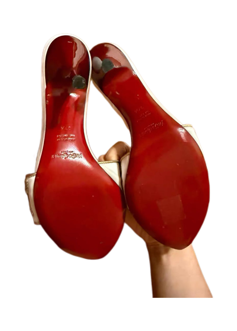 Yves Saint Laurent 2004 Runway Rose Embroidered Vintage Mule Heels