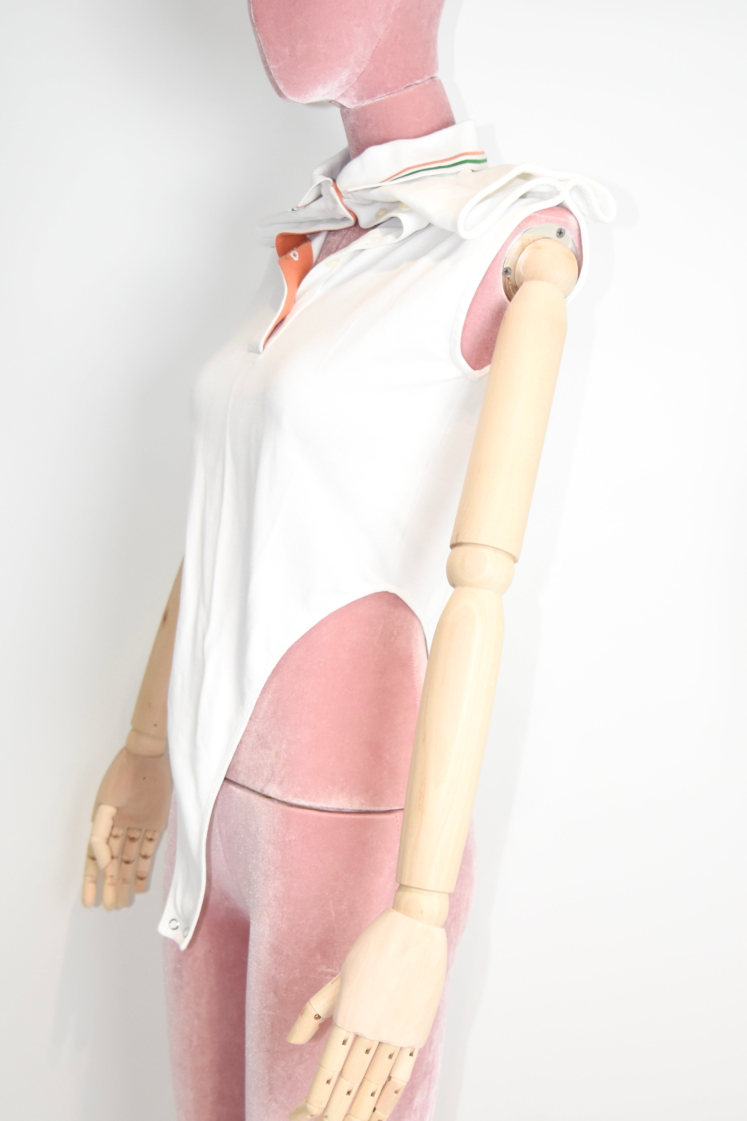 Y/Project Layered Collar Polo Bodysuit – Deconstructed White Cotton Design