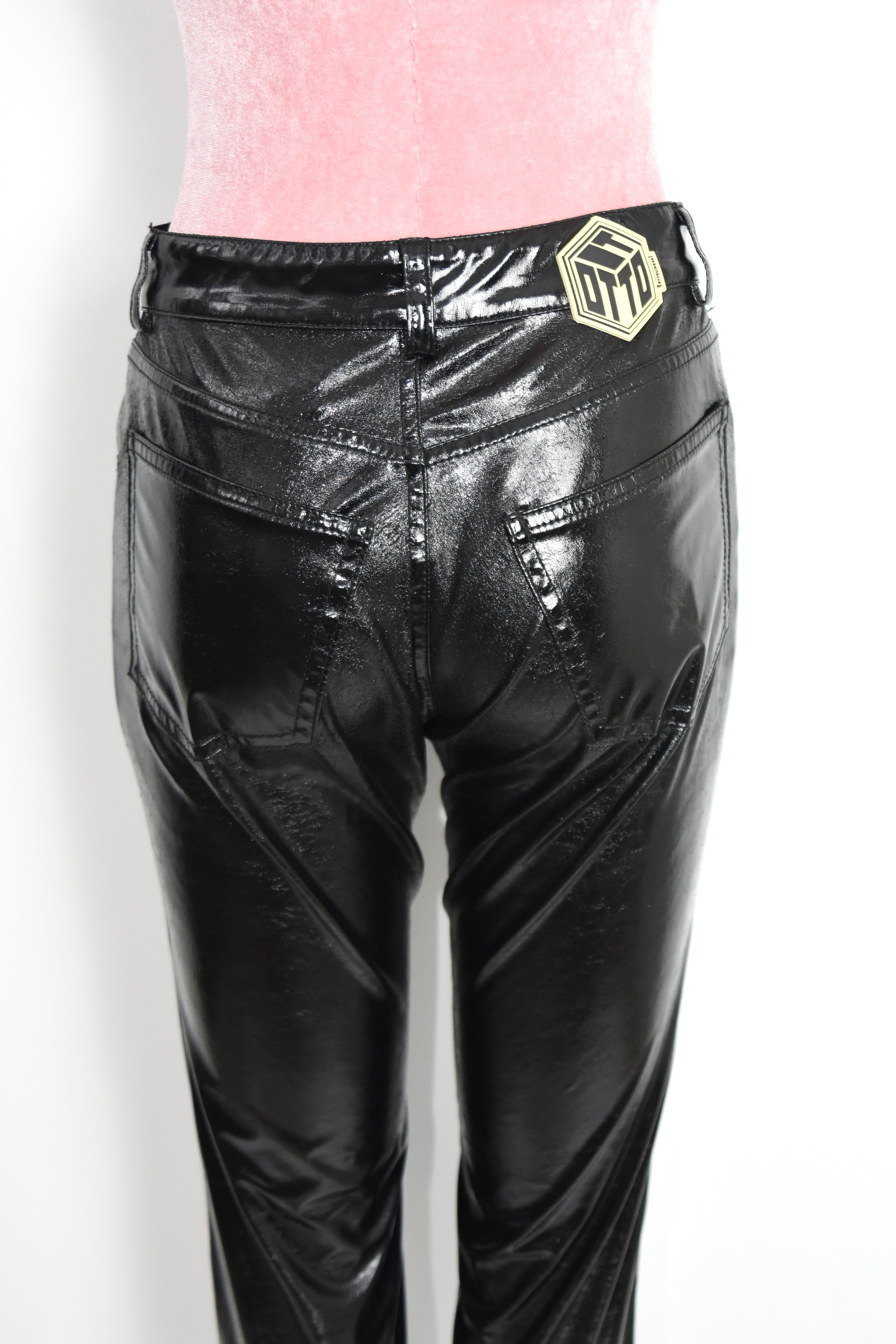 Ottolinger Black Glossy Asymmetric Waistband Trousers