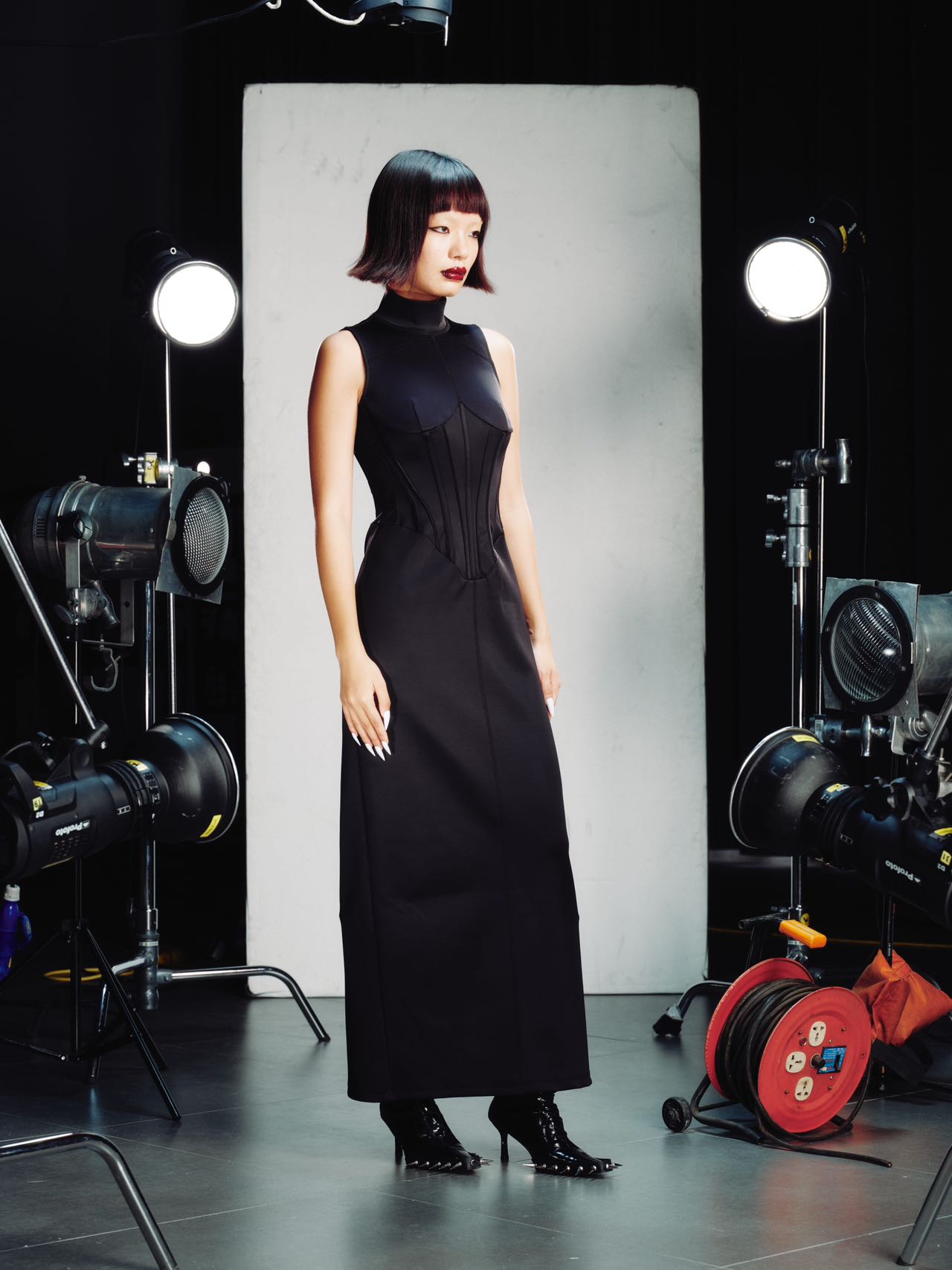 OVER RANGE Jersey Corset-Panel Mesh Back Dress