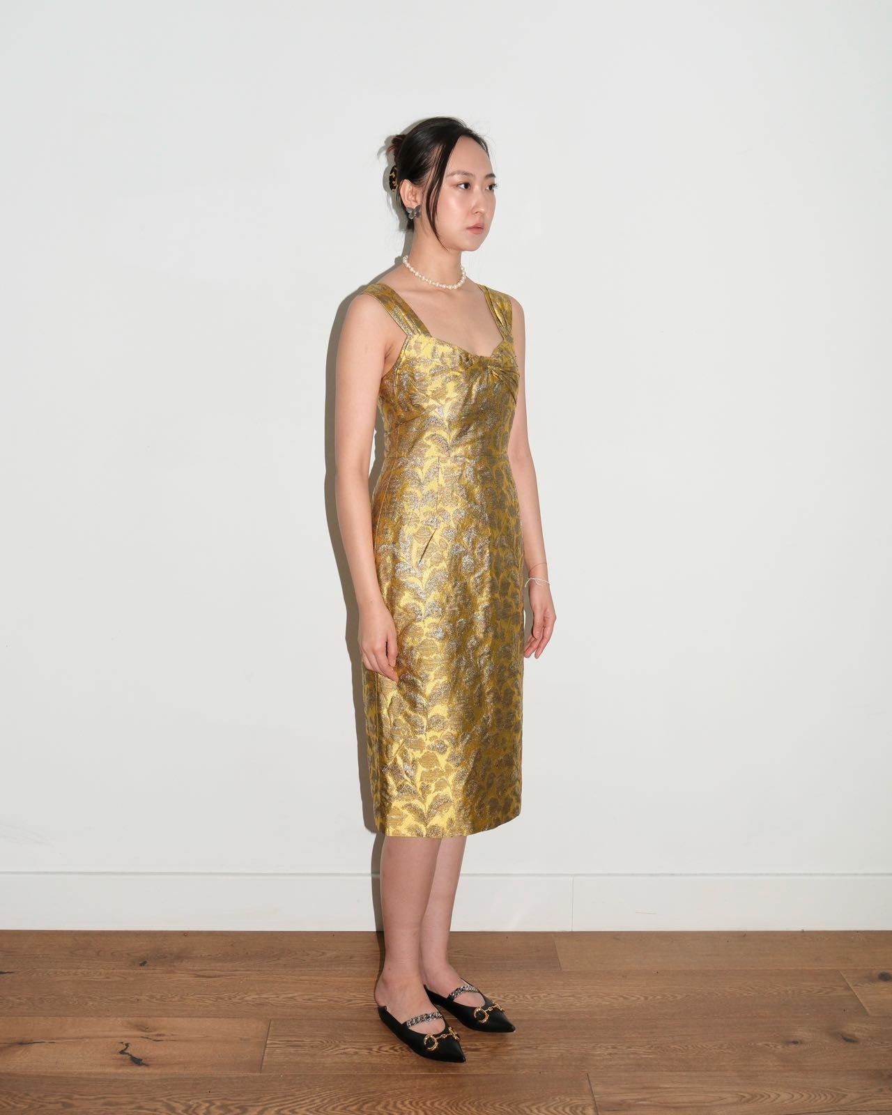 Prada Gold Brocade Sculptural Dress