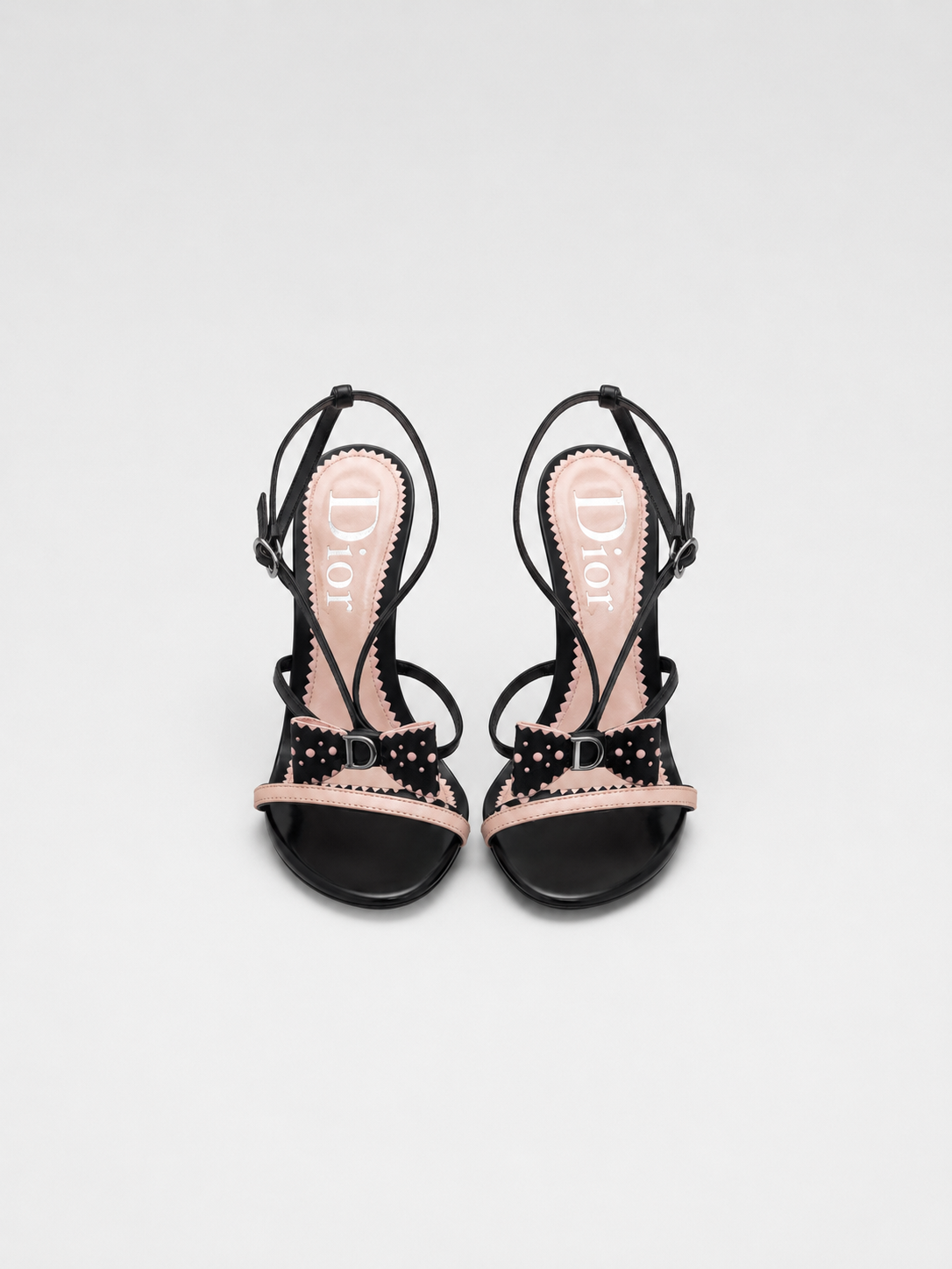 Christian Dior by John Galliano Bow Detail Strappy Heels – Vintage Black & Pink Studded Sandals