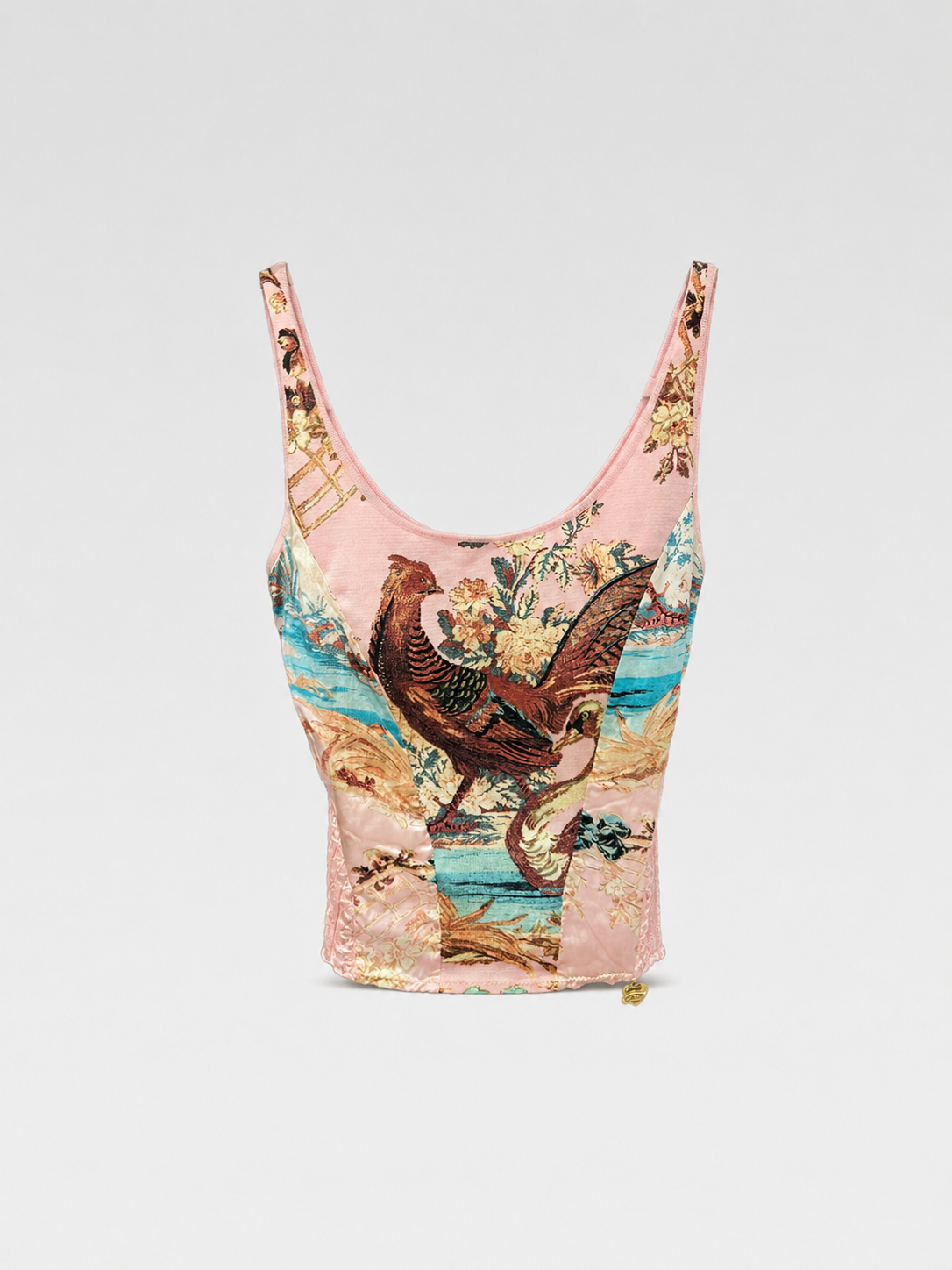 Roberto Cavalli 2003 Rare Phoenix Print Pink Knit Camisole Tank Top