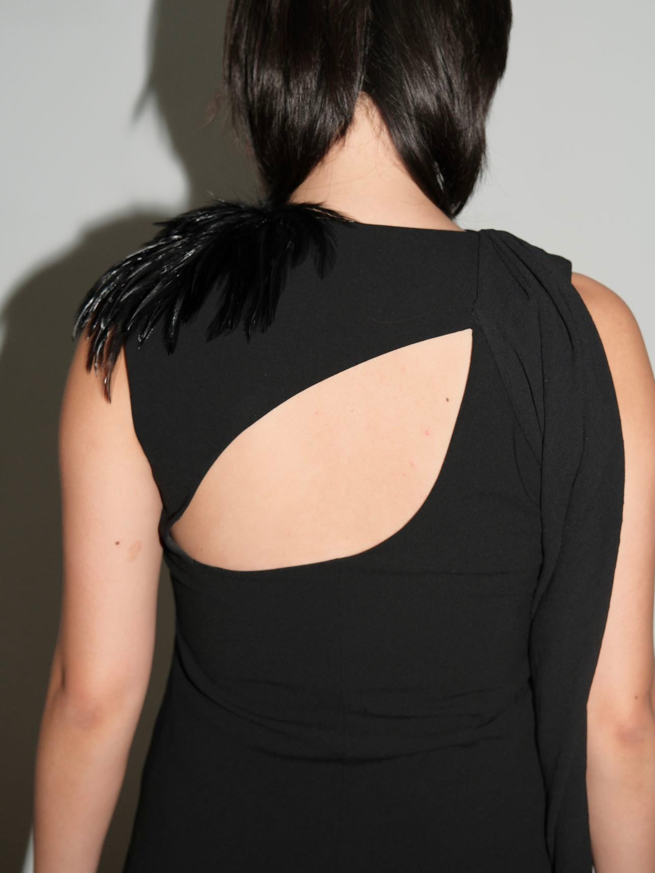 Helmut Lang Asymmetric Feather Dress