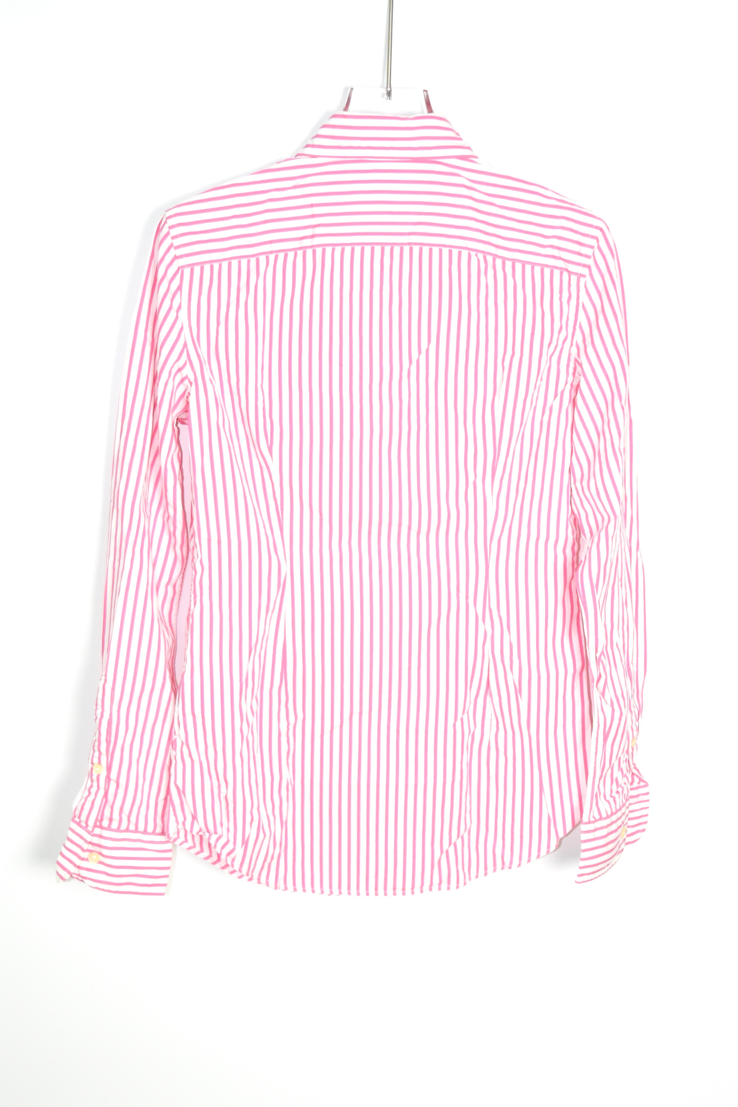 Ralph Lauren Pink White Striped Cotton Button-Down Shirt Women’s Custom Fit Preppy Oxford Blouse