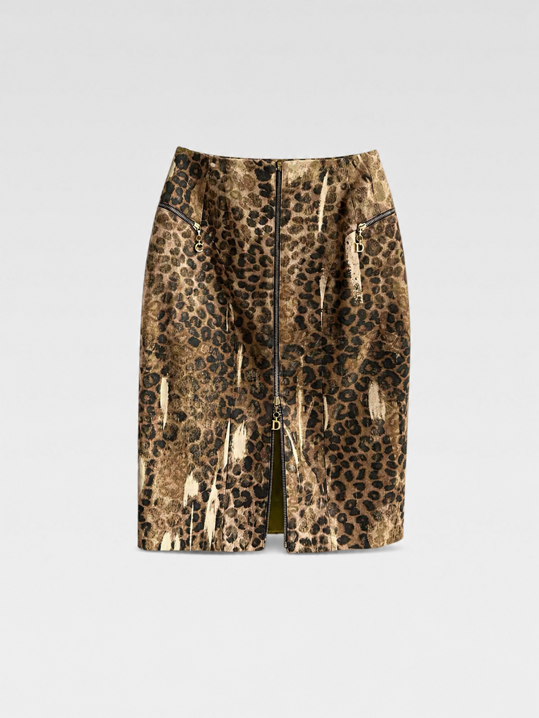 Christian Dior by John Galliano F/W 2000 Leopard Print Zip Skirt – Runway Piece Silk Lined