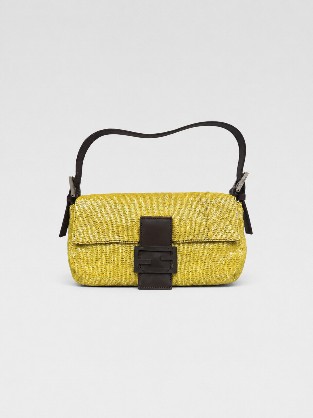 Fendi Vintage Yellow Beaded Baguette Bag Full Bead Embellished Limited Edition Shoulder Bag Y2K Archive Piece