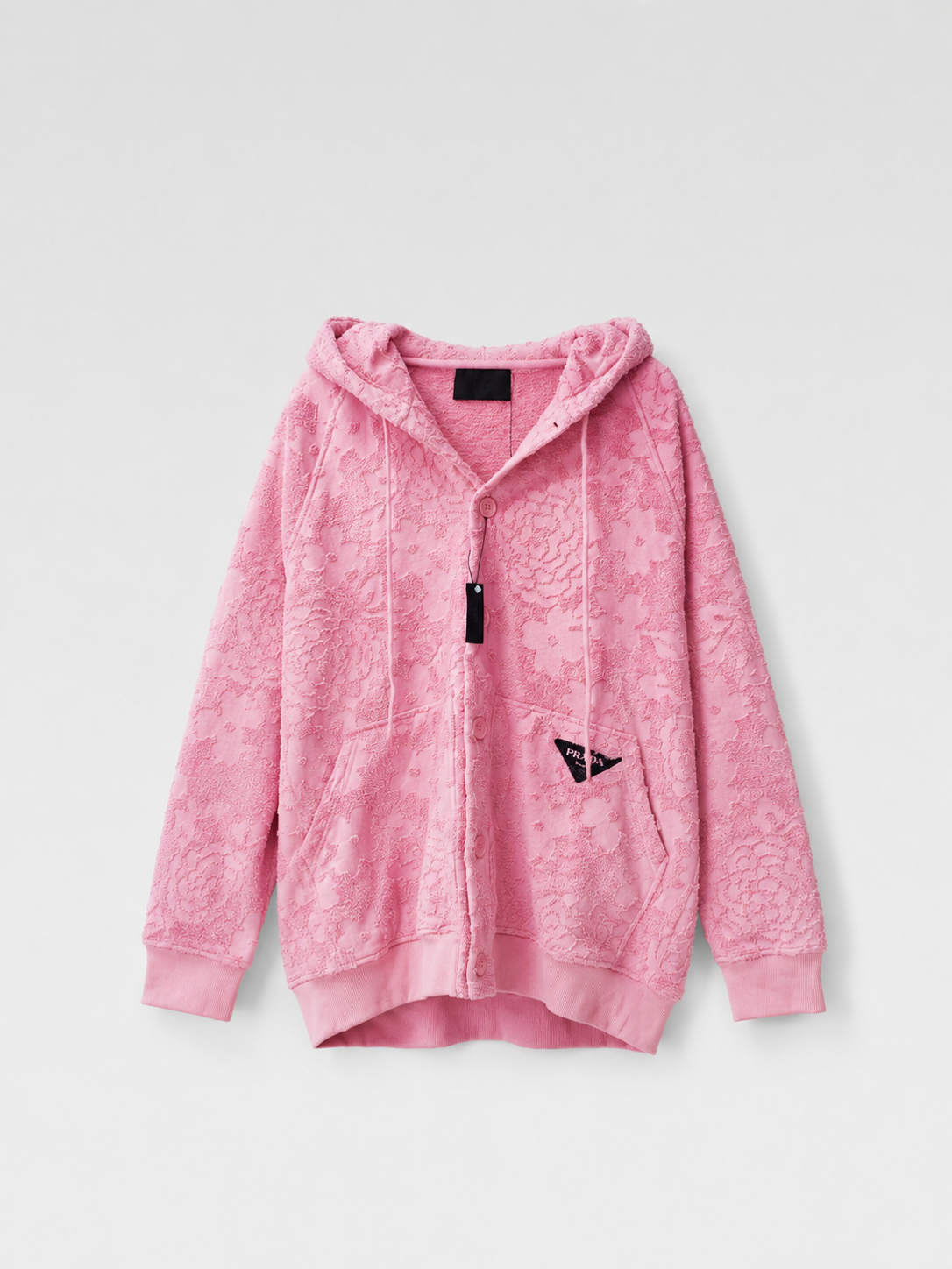 Prada Sculpted Floral Terry Hoodie Jacket