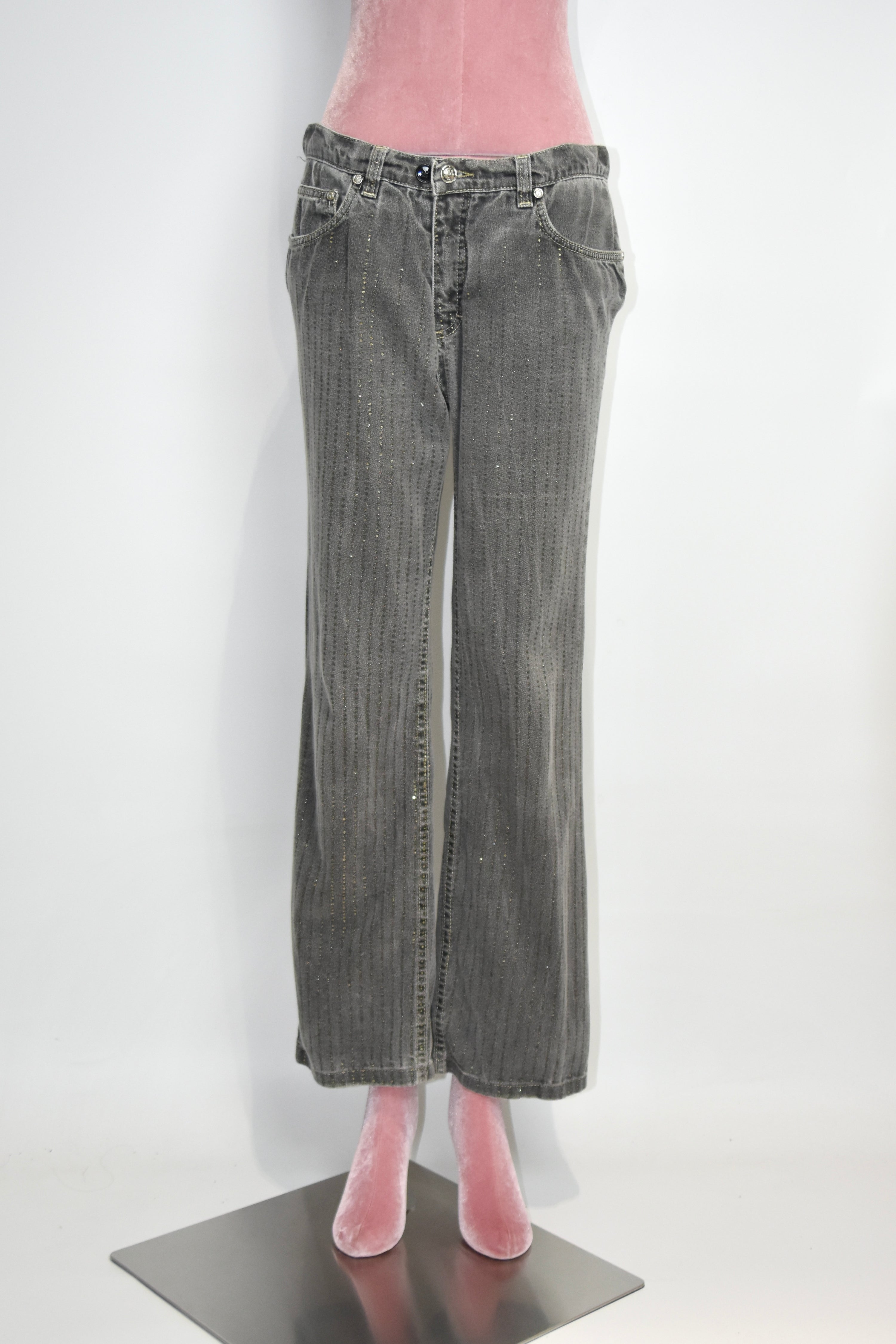 Roberto Cavalli Vintage Glitter-Flecked Grey Jeans