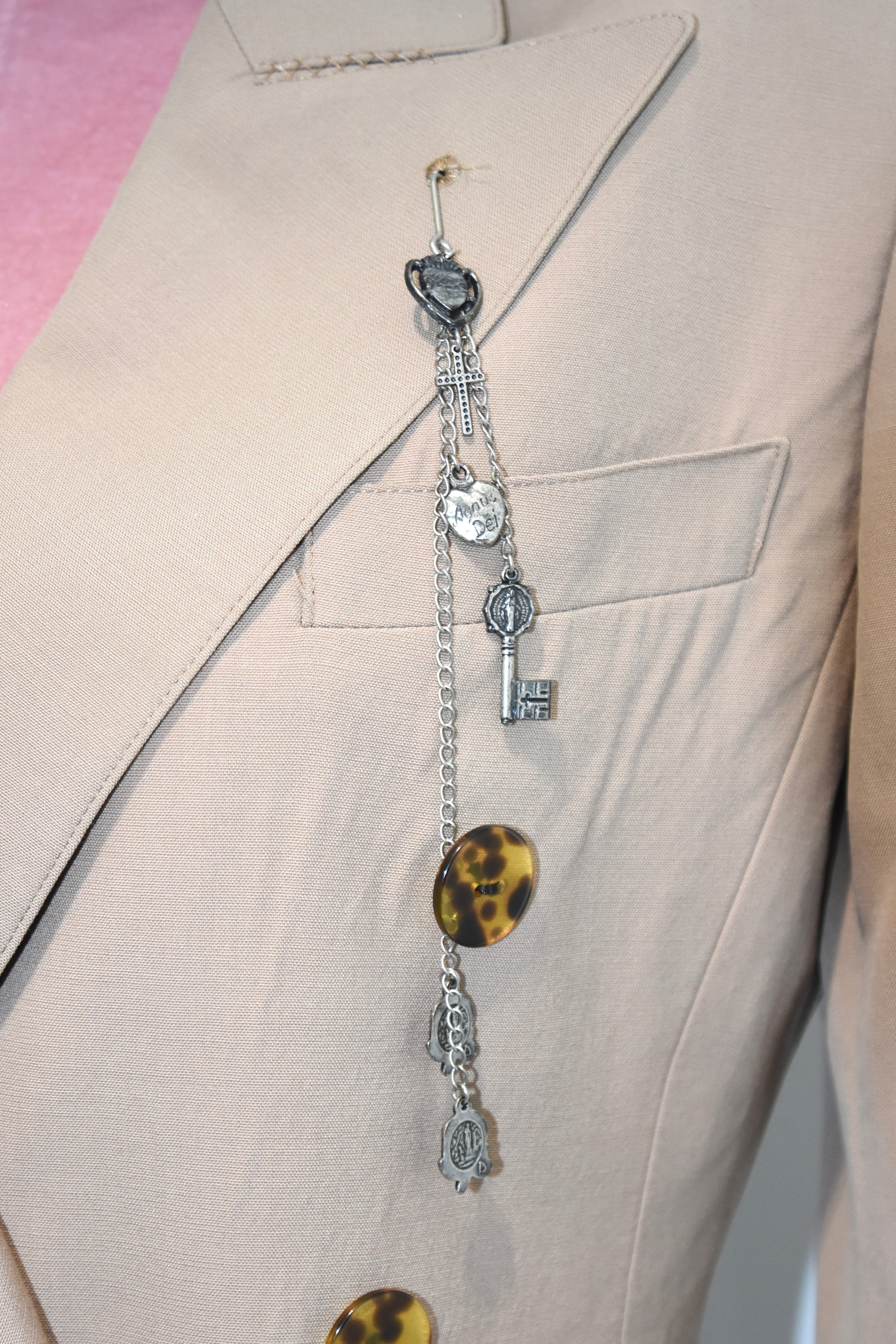 Jean Paul Gaultier Asymmetric Draped Blazer with Silver Pendant