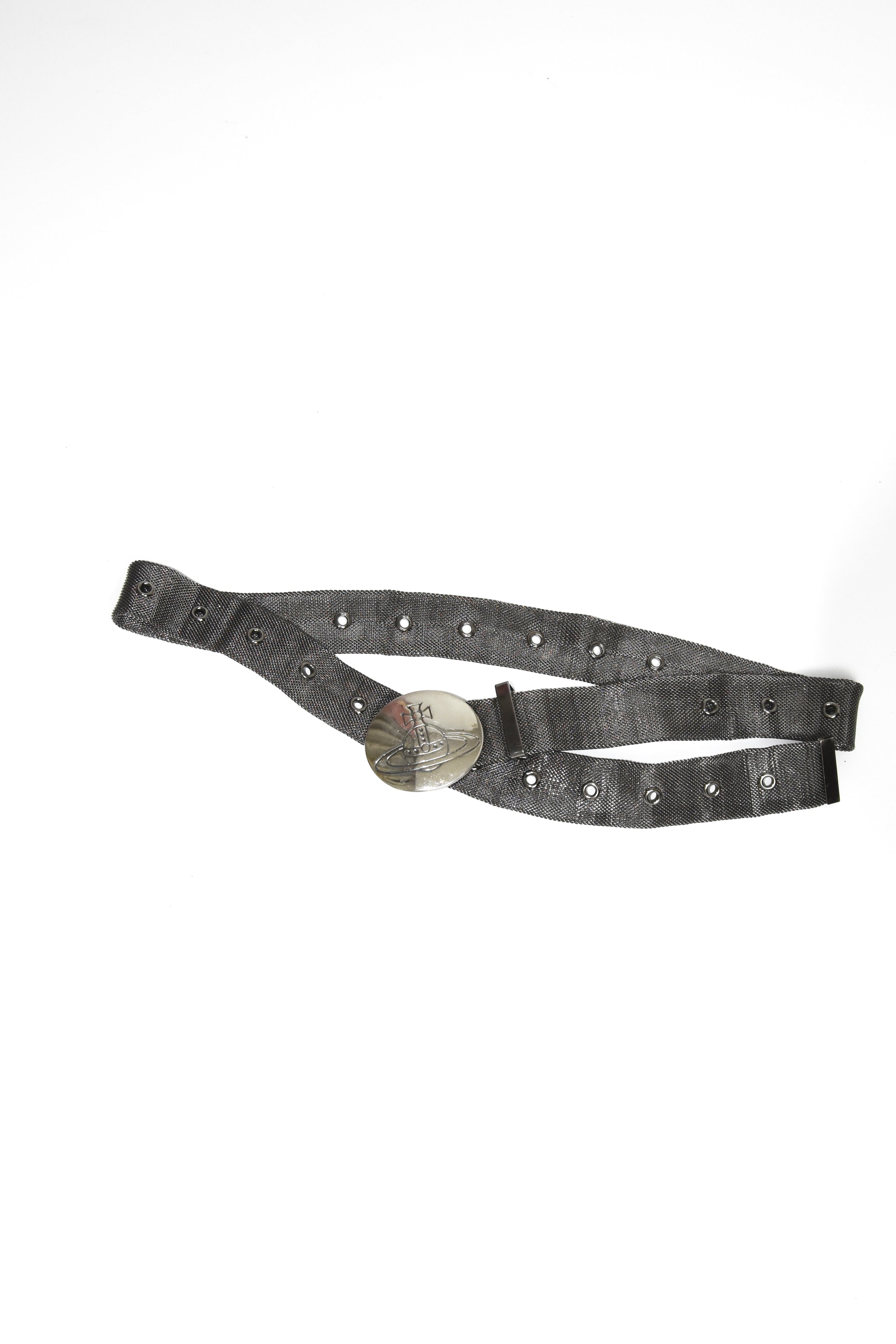 Vivienne Westwood Orb Buckle Metal Mesh Belt – Rare Vintage Punk Archive Piece