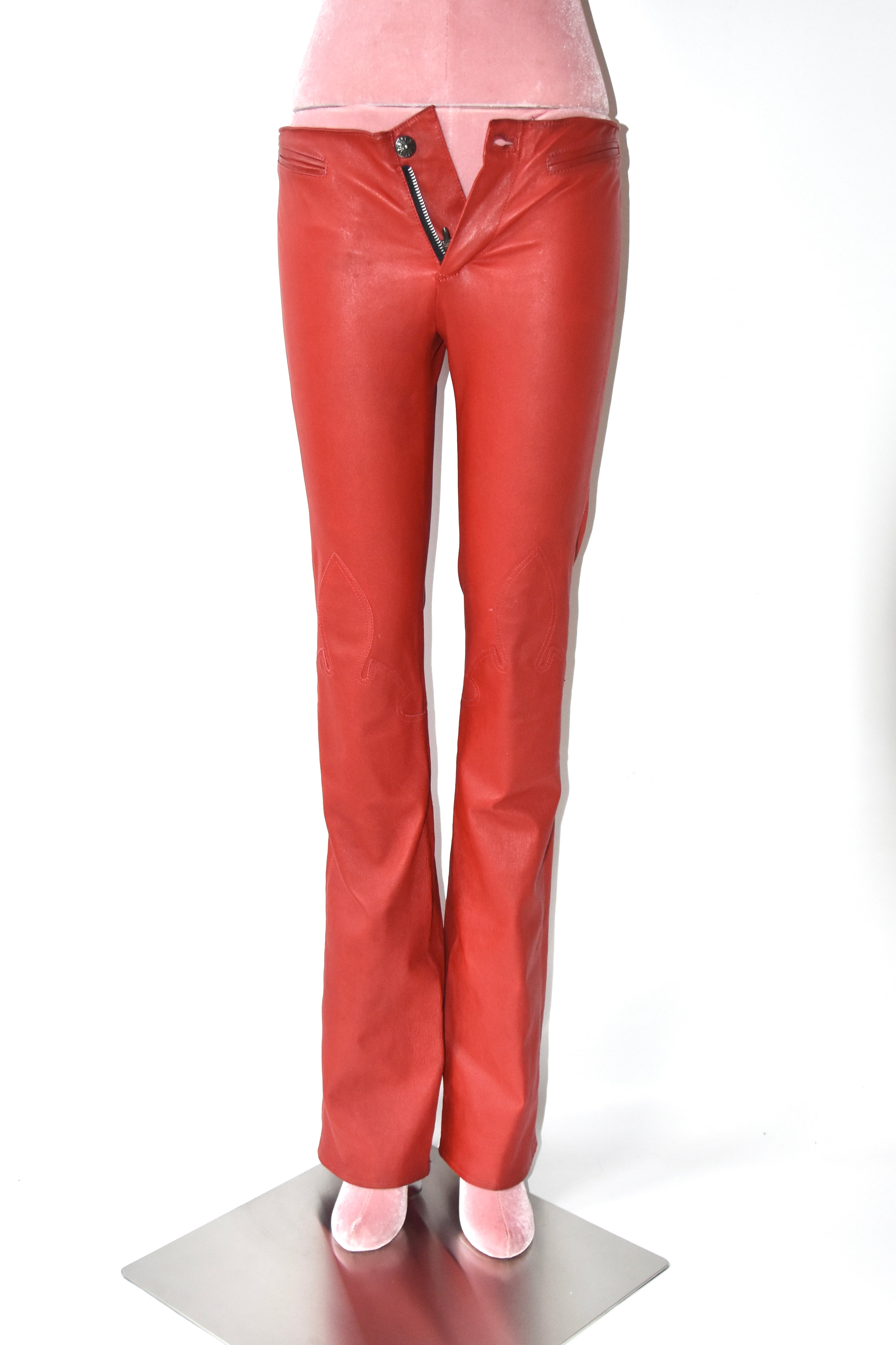 Chrome Hearts Ultra-Rare Red Full Leather Pants