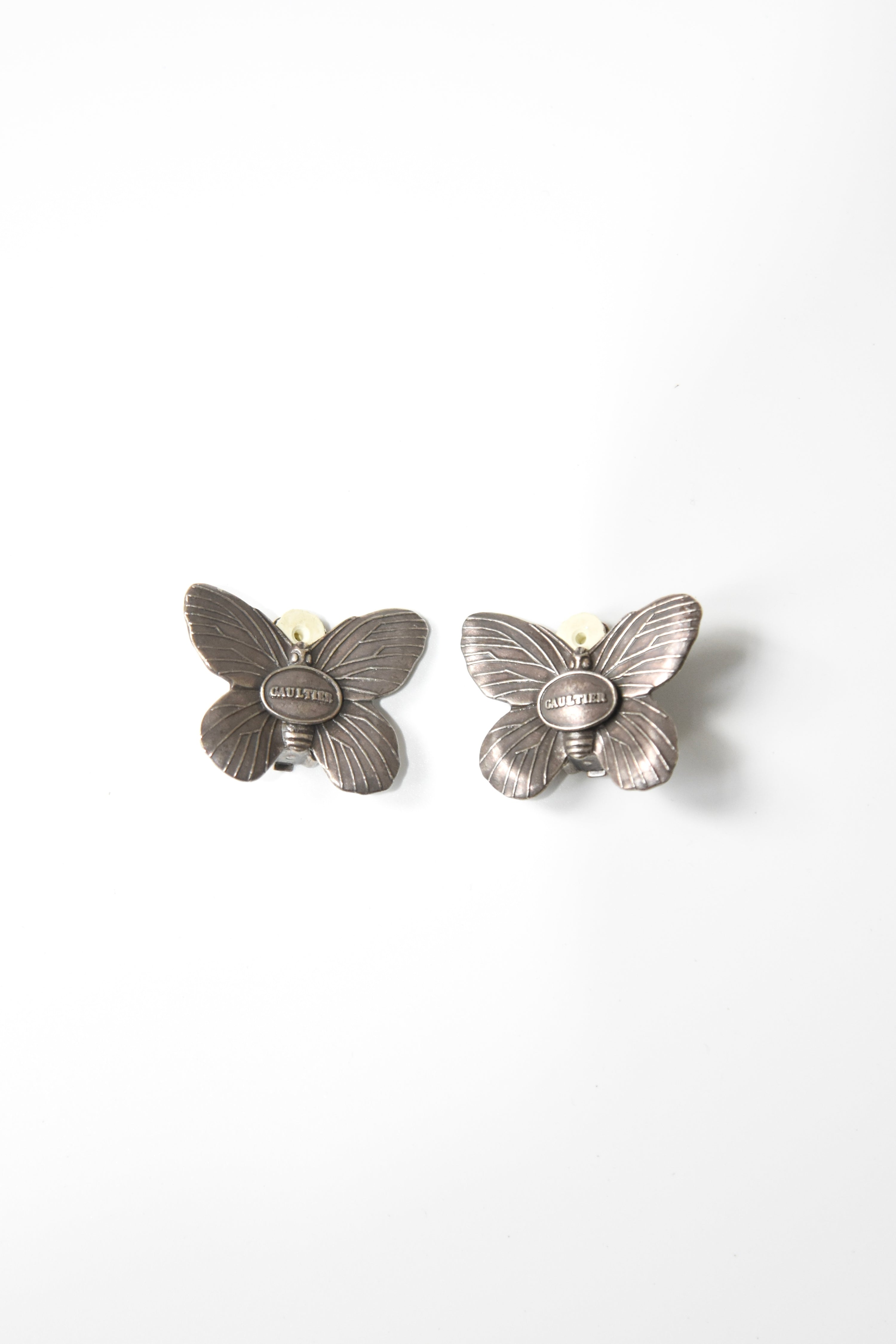 Jean Paul Gaultier Silver Butterfly Clip-On Earrings