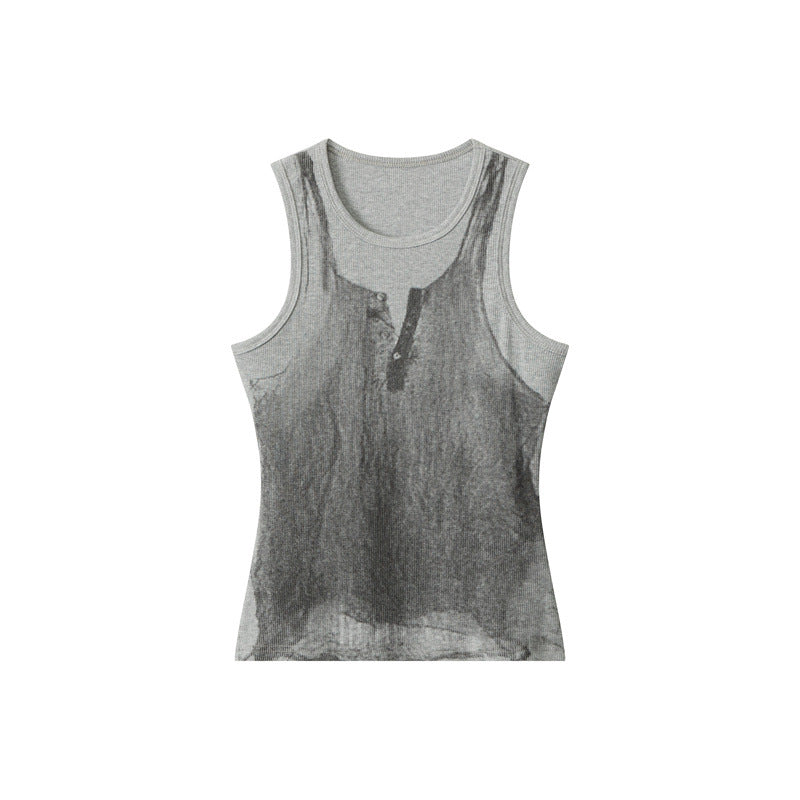 Fun Printed Tank Top Fashion Strap Slim Fit Top