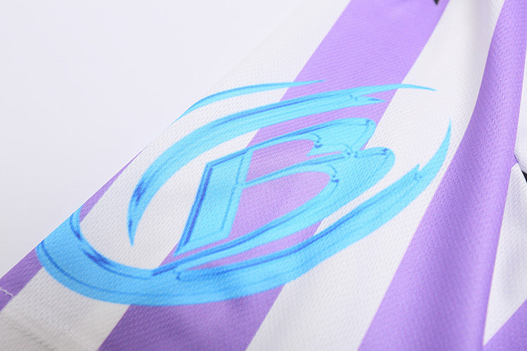 Y2K Cute Football Print Pink and Purple Mesh Breathable Short Sleeve T-shirt