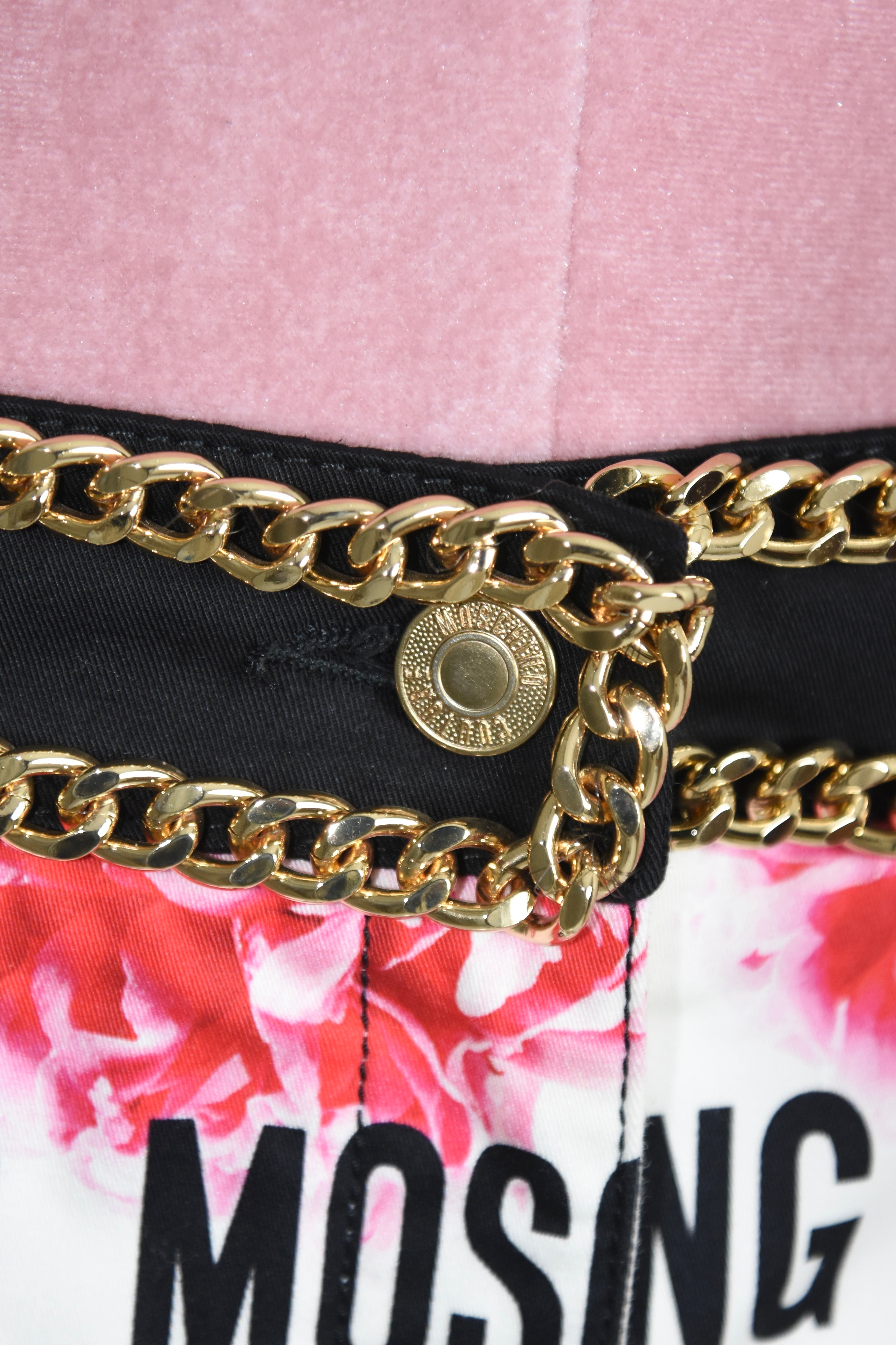 MOSCHINO Couture Text-Print Rose Chain Skirt