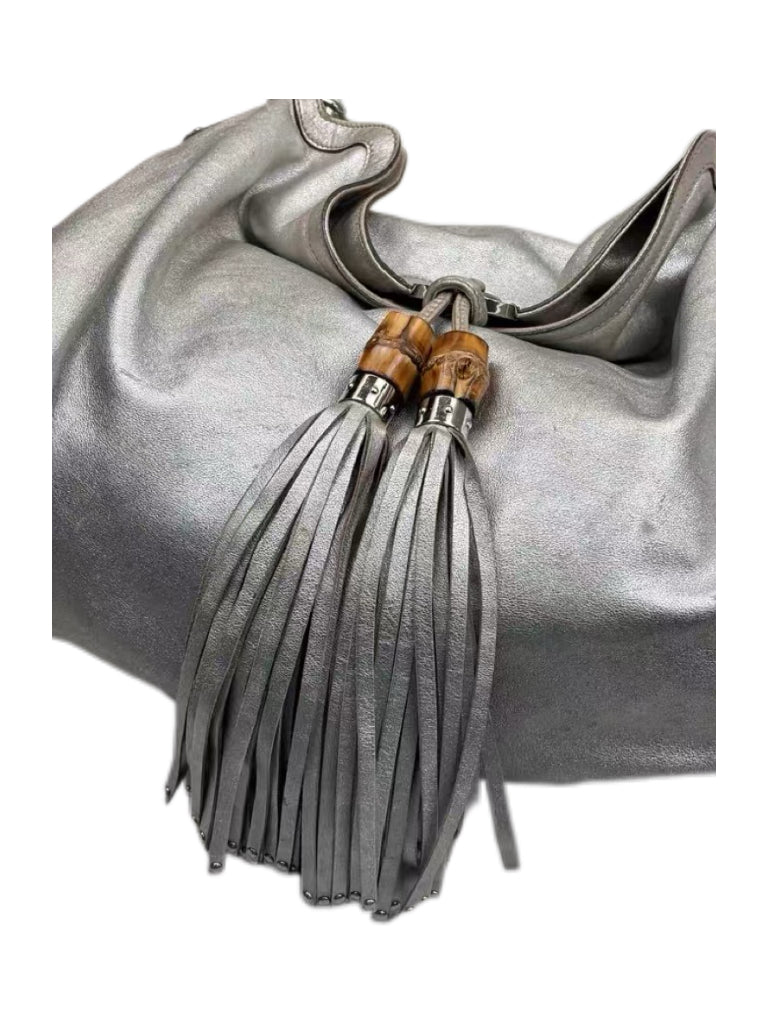Gucci 2008 Spring/Summer Rare Metallic Fringe Leather Shoulder & Top Handle Bag