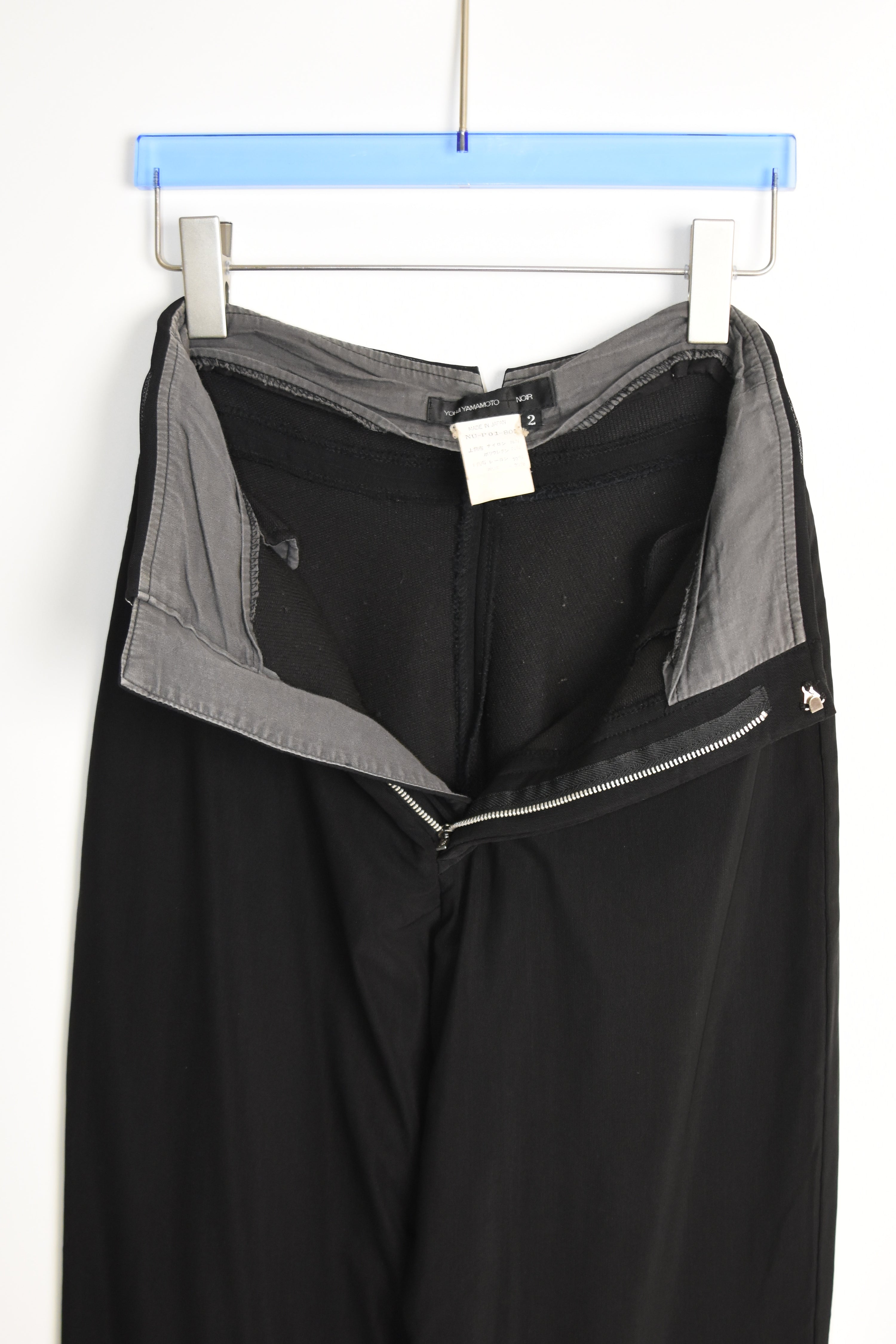 Yohji Yamamoto NOIR Vintage Double-Layer Sheer Mesh Trousers – Size 2 Black Wide-Leg Pants (Made in Japan Archive)