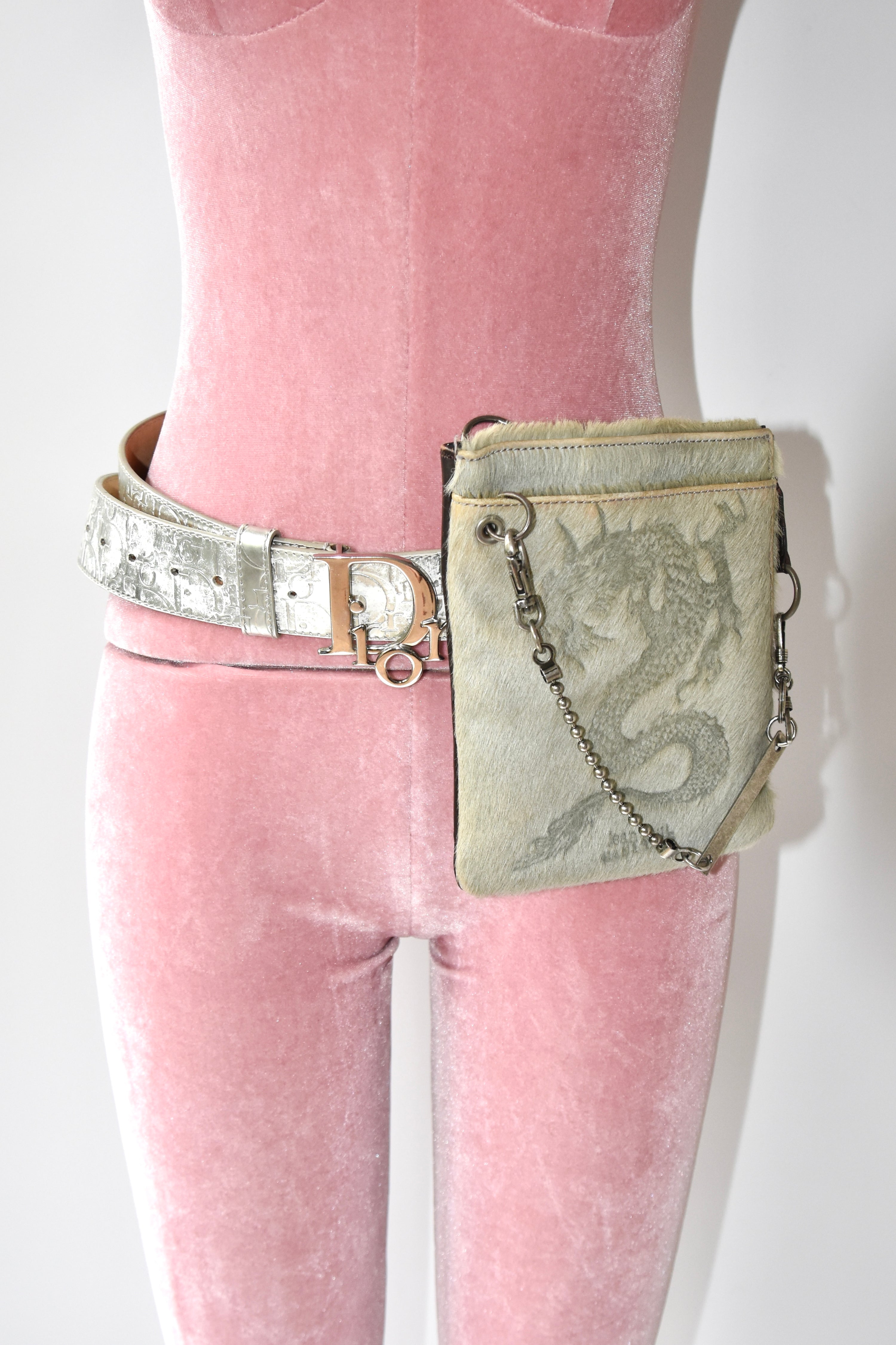 Jean Paul Gaultier Embossed Dragon Pony Hair Shoulder Bag