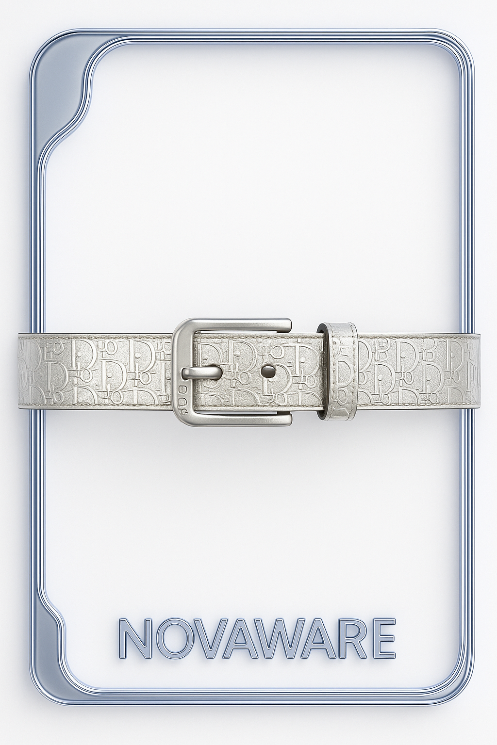 Christian Dior Silver Embossed Logo Buckle Belt