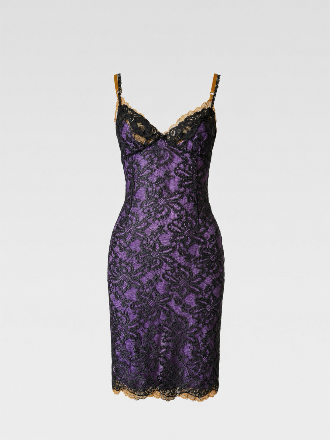 Dolce & Gabbana Lace Overlay Satin Slip Dress – Purple Noir Archive Cocktail Dress