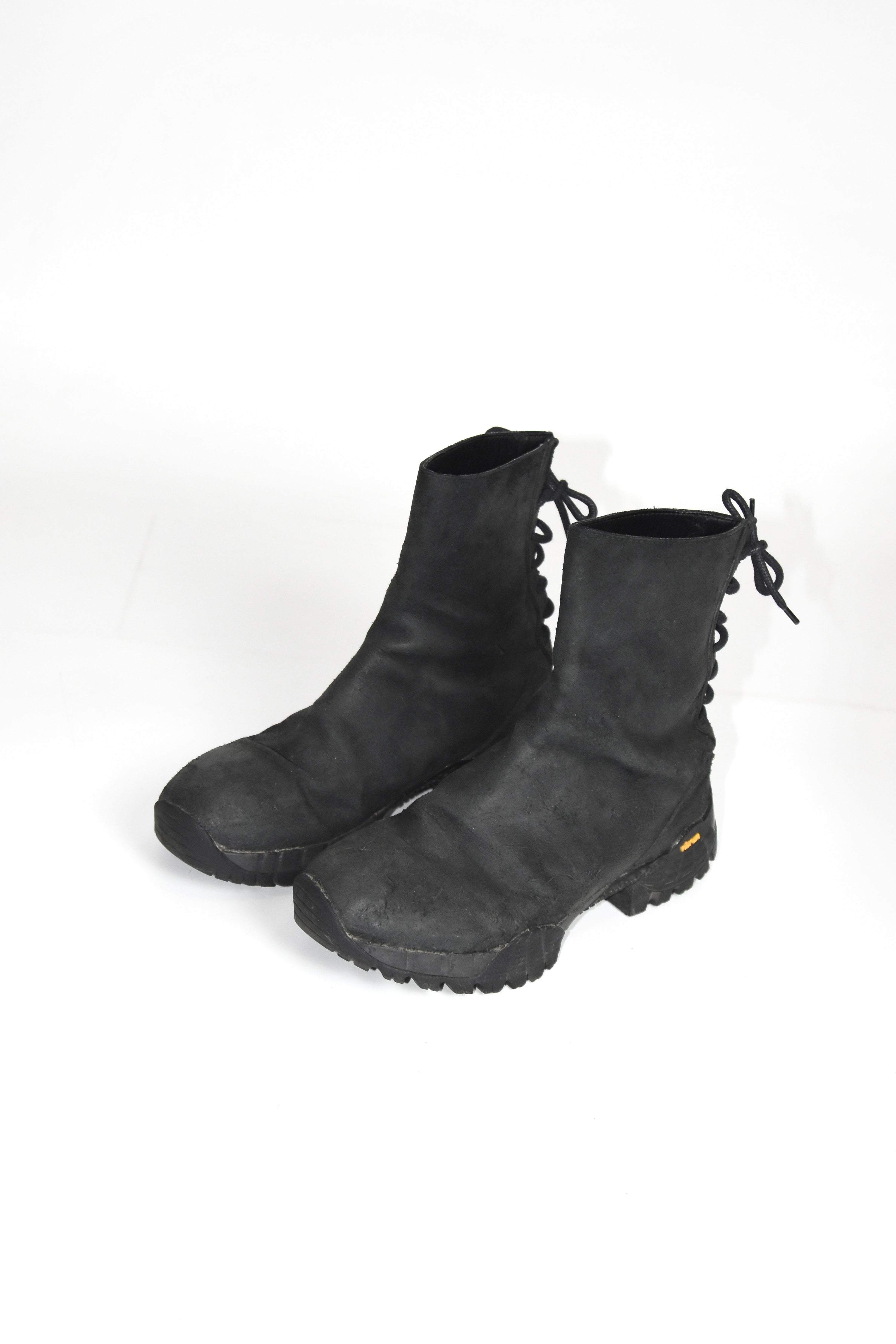1017 ALYX 9SM Black Hiking Lace-Up Boots – Vibram Sole Tactical Utility Leather Boots
