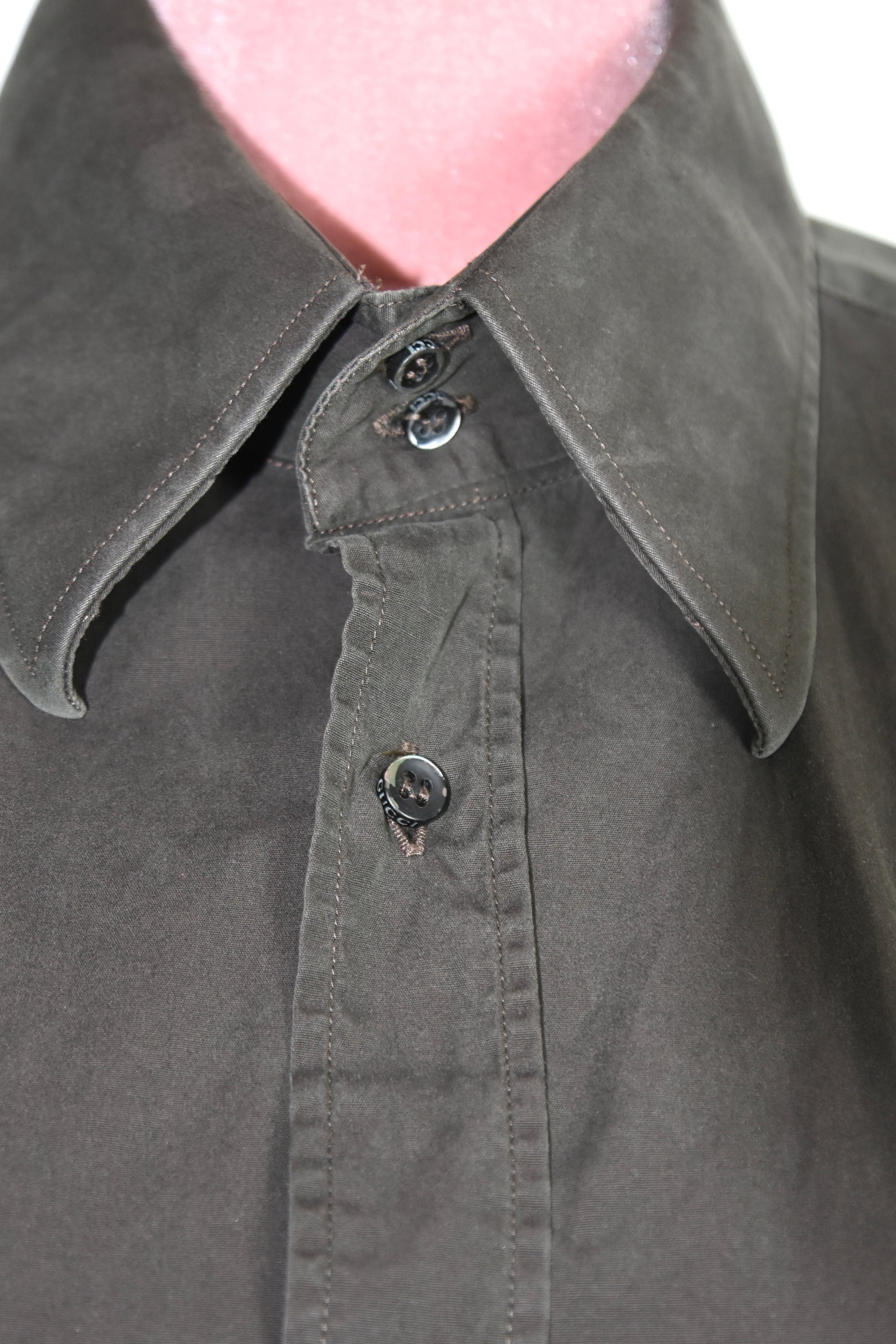 Gucci by Tom Ford Iridescent Brown Cotton Shirt