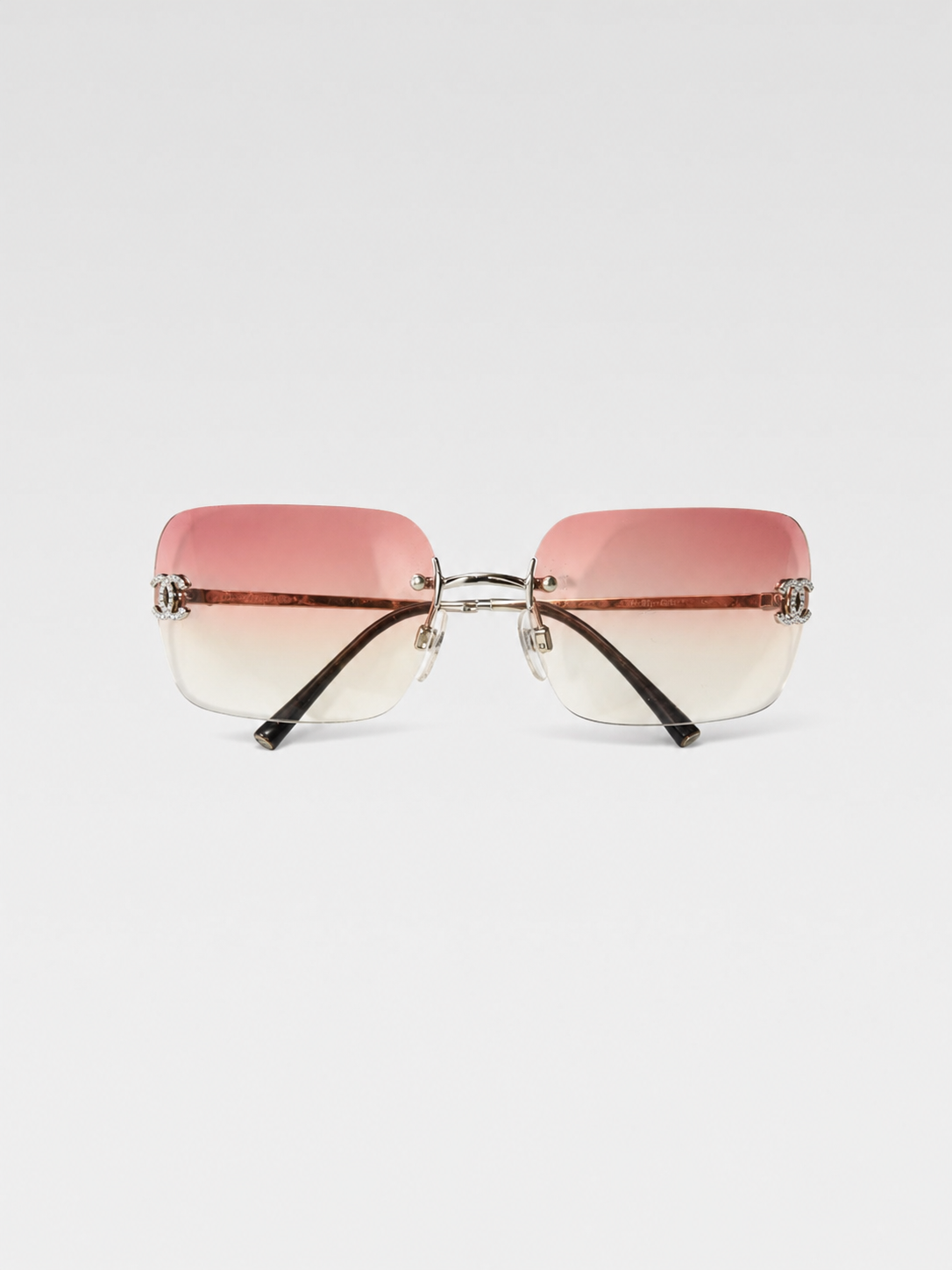 Chanel Y2K Gradient Rimless Crystal Logo Sunglasses