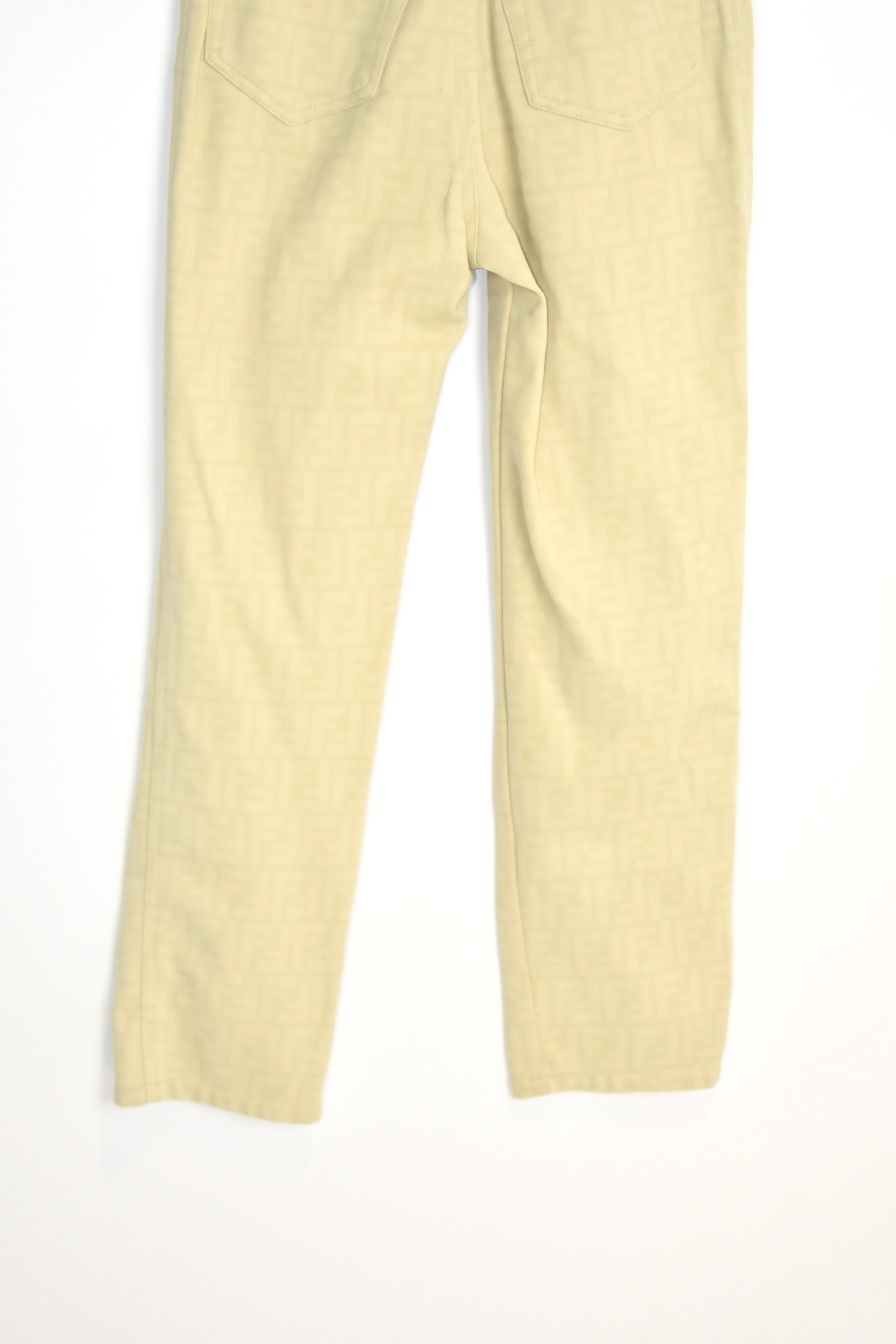 FENDI Vintage FF Monogram Jacquard Pants – Beige – Women’s W29 – Made in Italy（Early 2000s / Straight Fit）