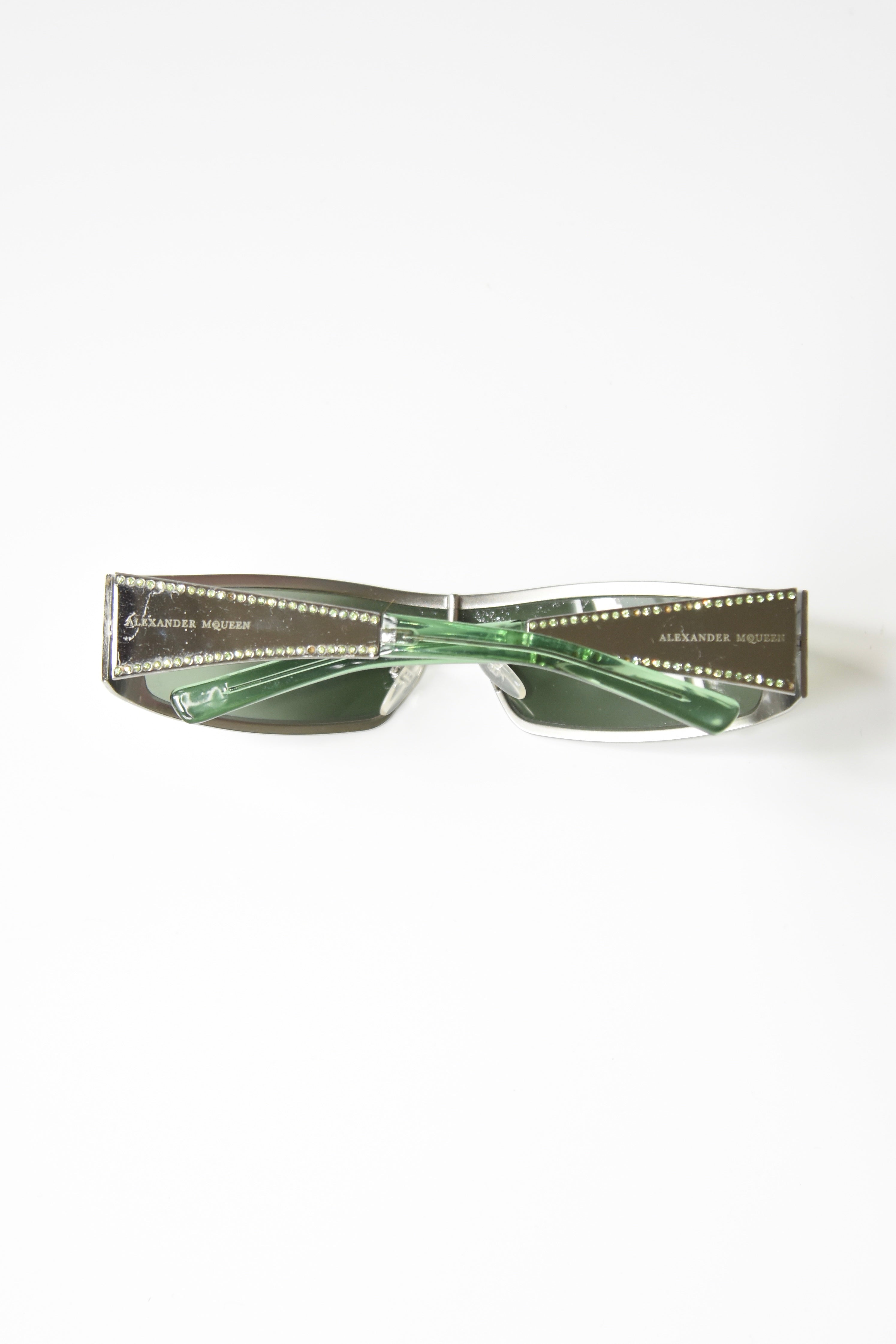 Alexander McQueen Holographic Crystal-Studded Visor Sunglasses