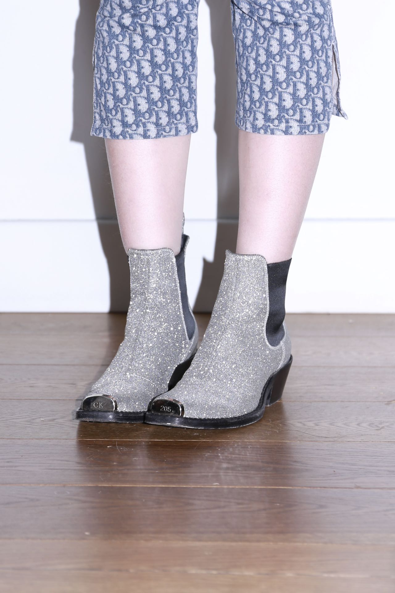 Calvin Klein 205W39NYC Silver Glitter Western Boots