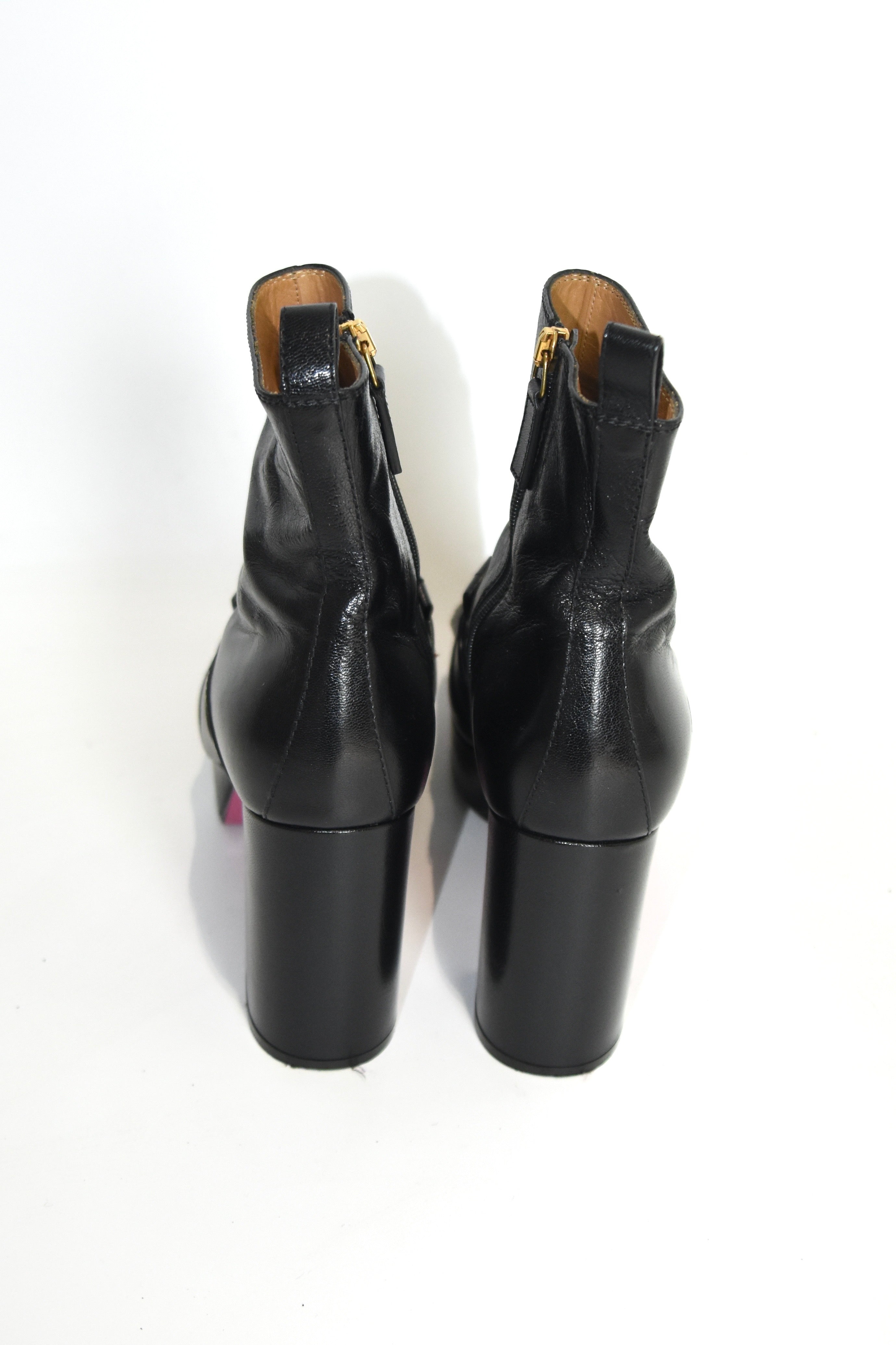 GUCCI Black Leather Platform Fringe Horsebit Boots