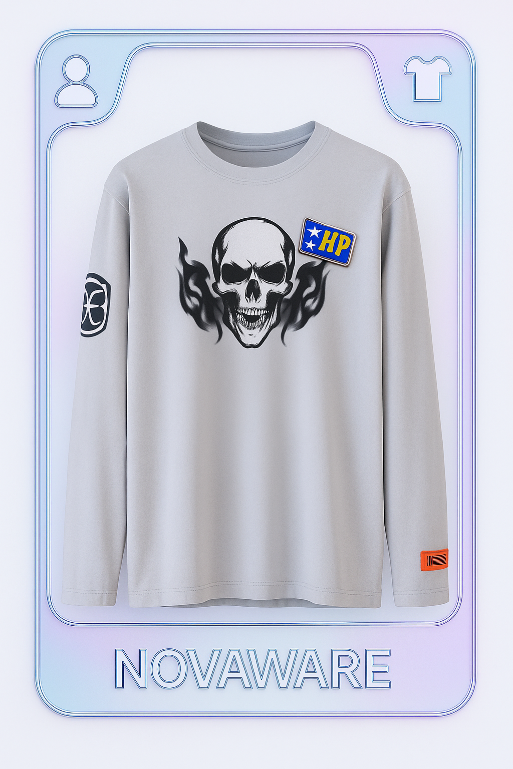 Heron Preston Skull Print Long Sleeve Tee