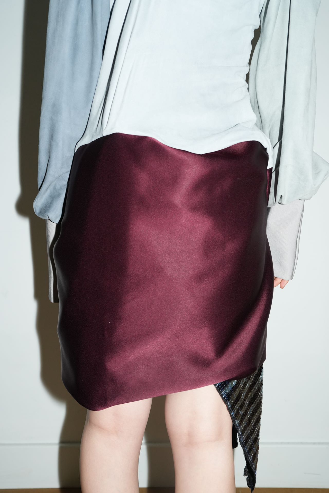 YAONOVA Mist-Blue Sculptural Draped Jacket