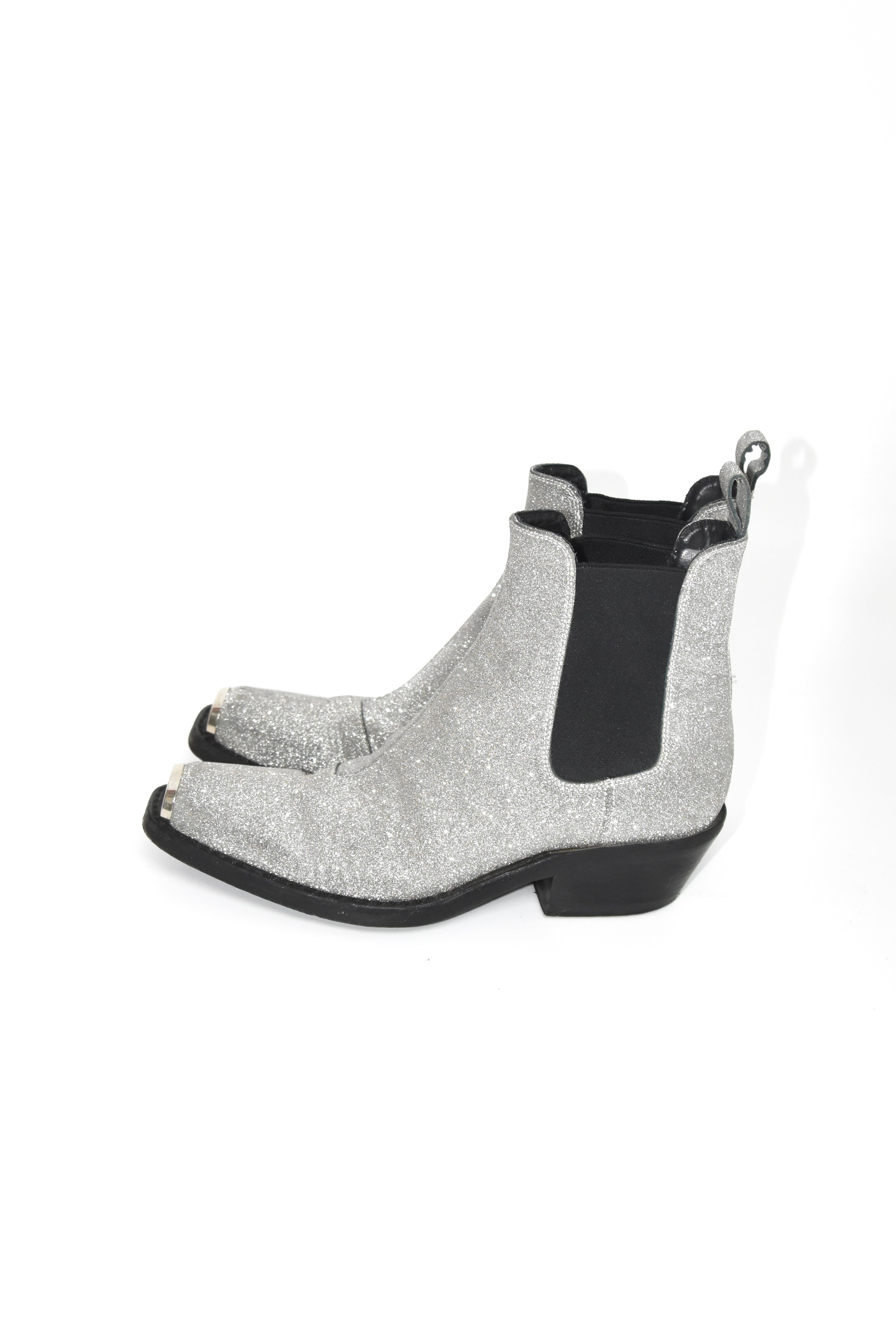 Calvin Klein 205W39NYC Silver Glitter Western Boots