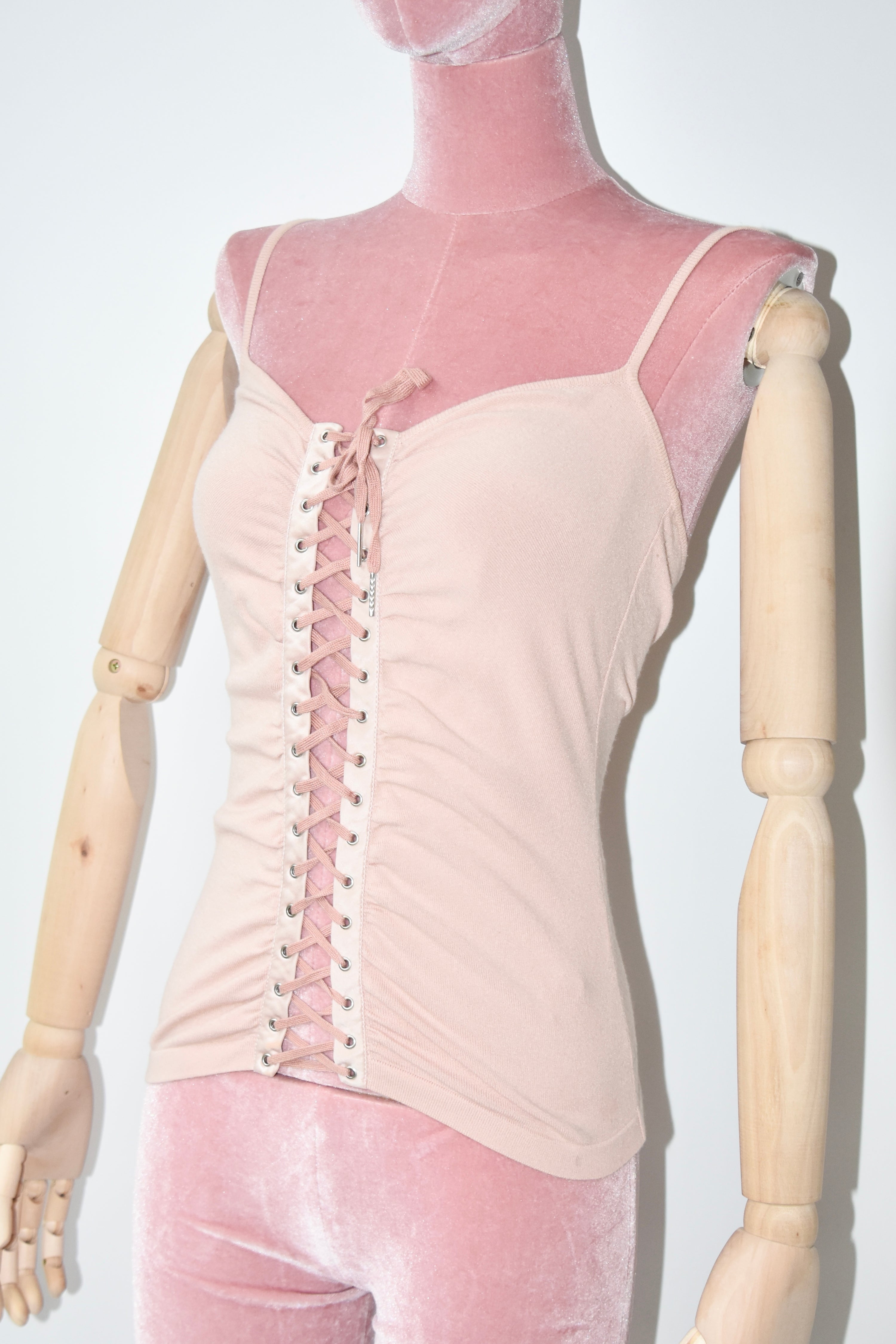 Dolce & Gabbana Lace-Up Corset-Front Jersey Top
