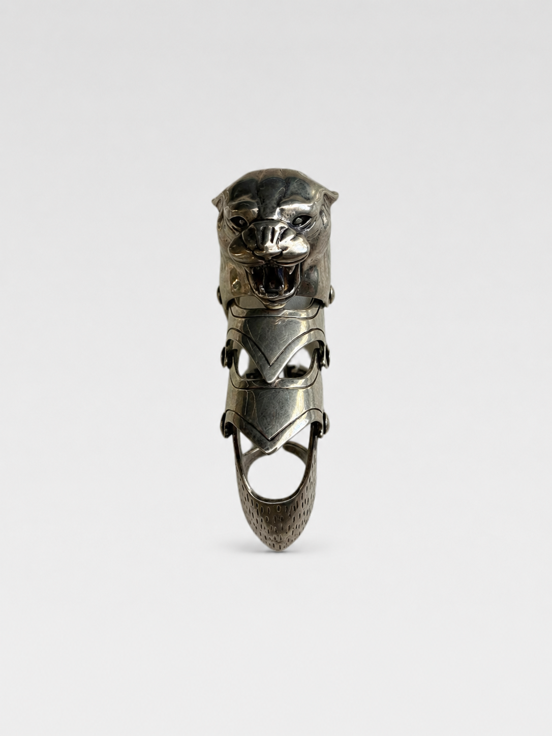 Balenciaga Panther Head Armor Ring – Sculptural Knight Gauntlet Statement Piece Rare Collector Edition