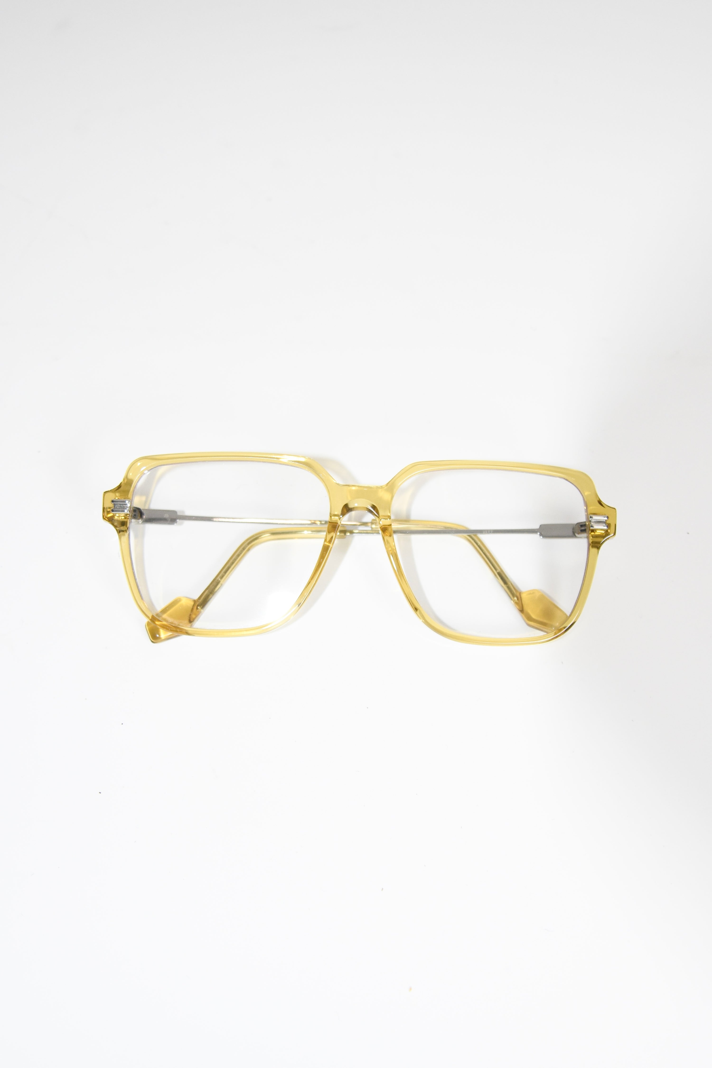 Gentle Monster Transparent Yellow Square Frame Glasses – Retro Futuristic Optical Frames